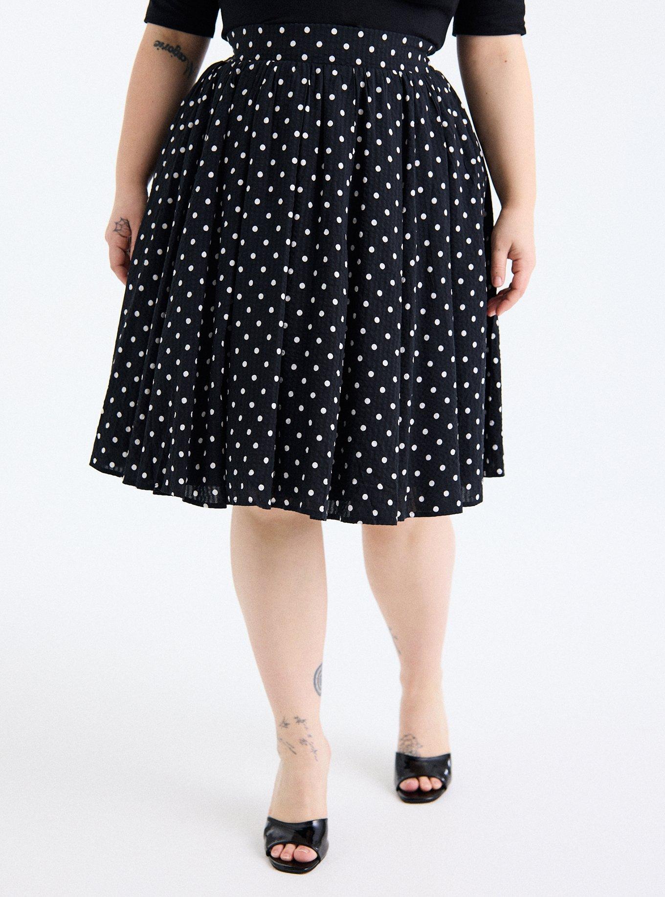 Retro Chic Pleated Midi Skirt, CLOSE DOT DEEP BLACK, alternate