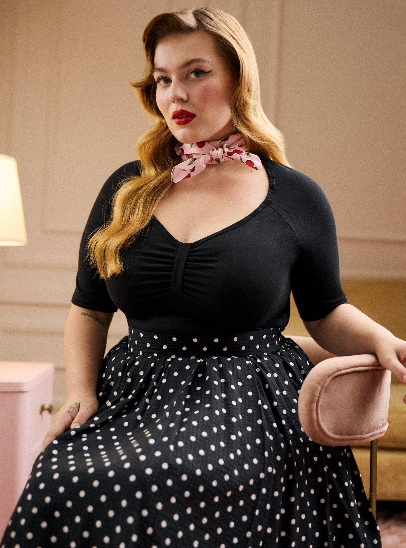 Retro Chic Pleated Midi Skirt, CLOSE DOT DEEP BLACK, alternate