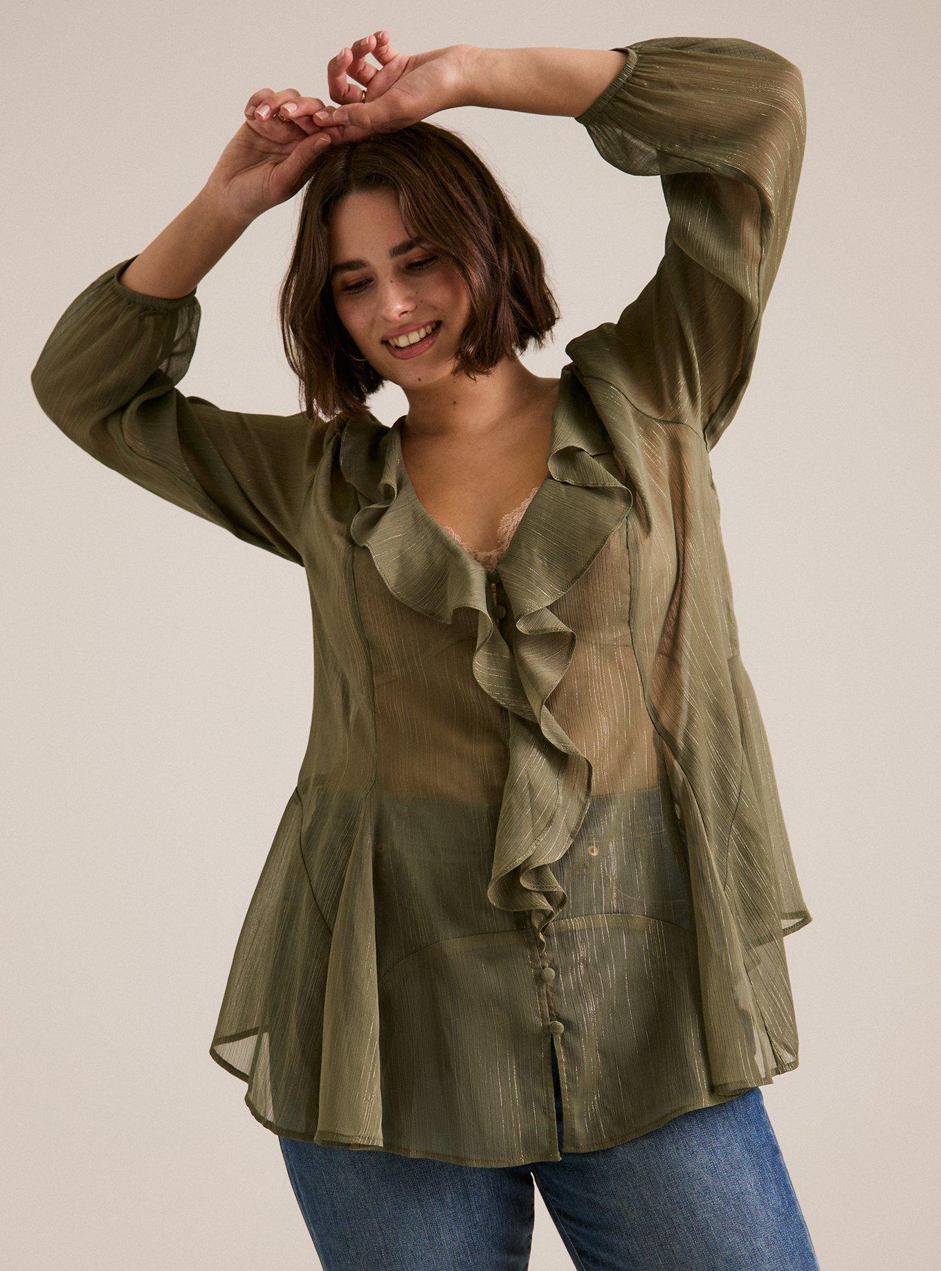 Festi Ruffle Button-Up Blouse