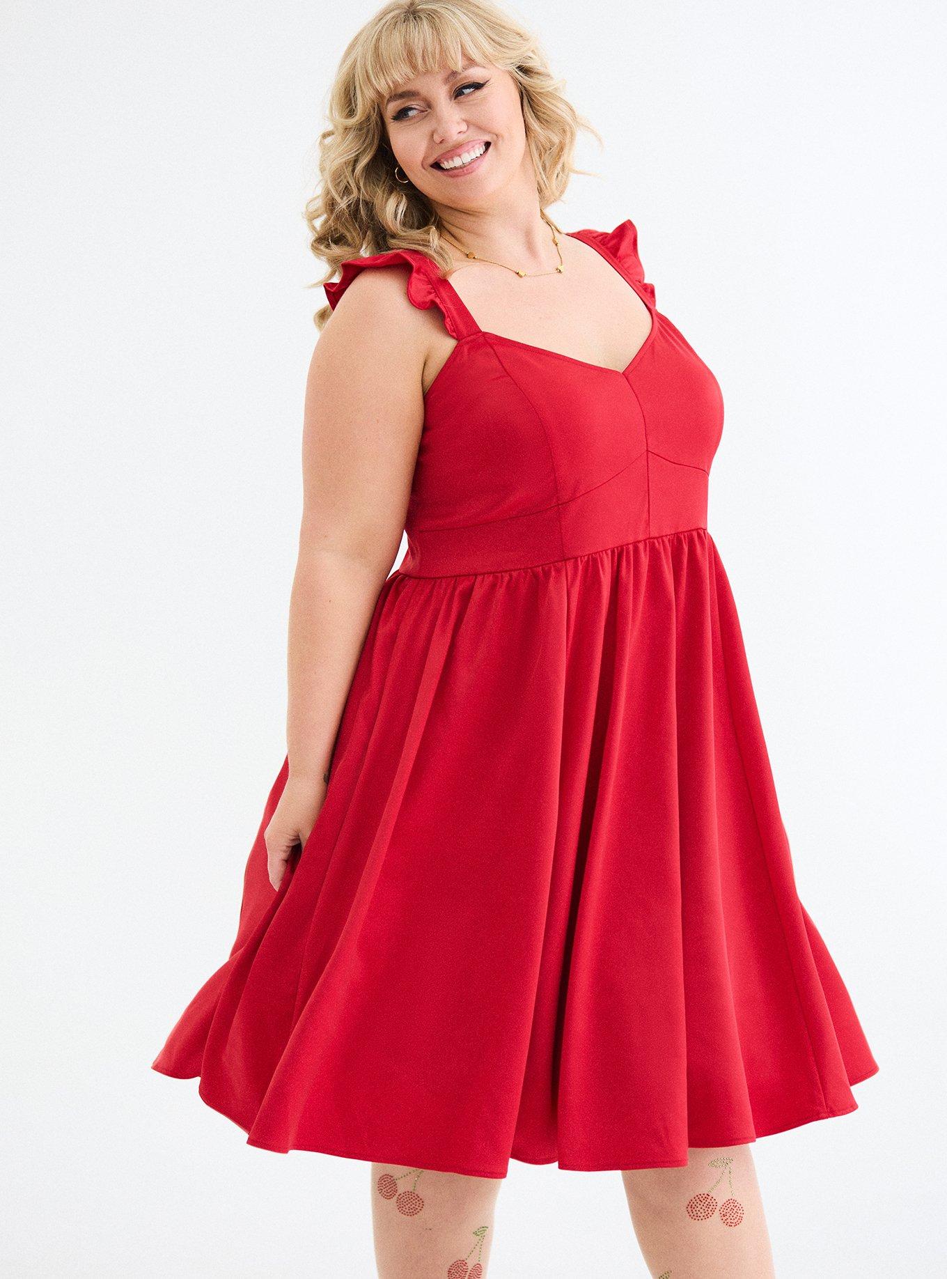 Plus Size - Retro Chic Flutter Sleeve Swing Dress - Torrid