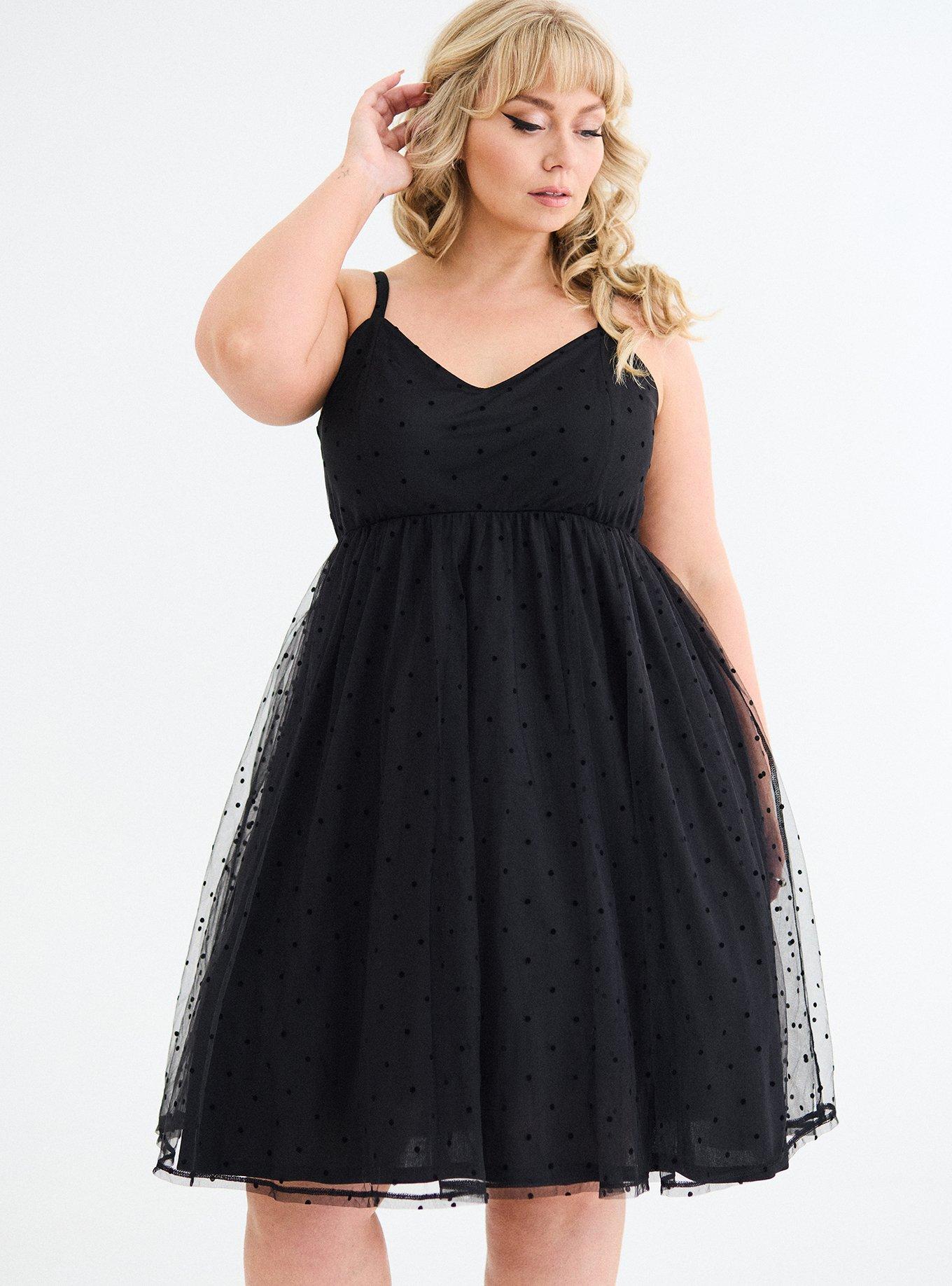 Retro Chic Flocked Dot Mesh Dress, KIANA DOTS BLACK ON BLACK, alternate