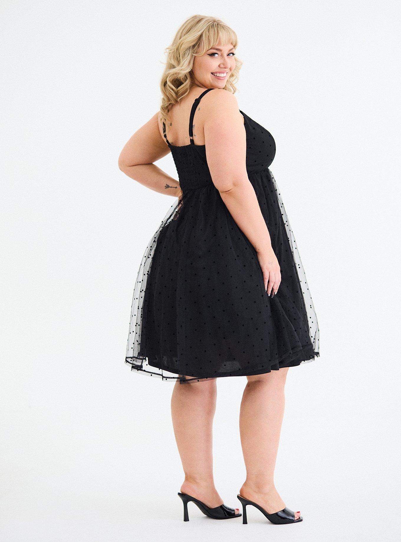 Retro Chic Flocked Dot Mesh Dress, KIANA DOTS BLACK ON BLACK, alternate