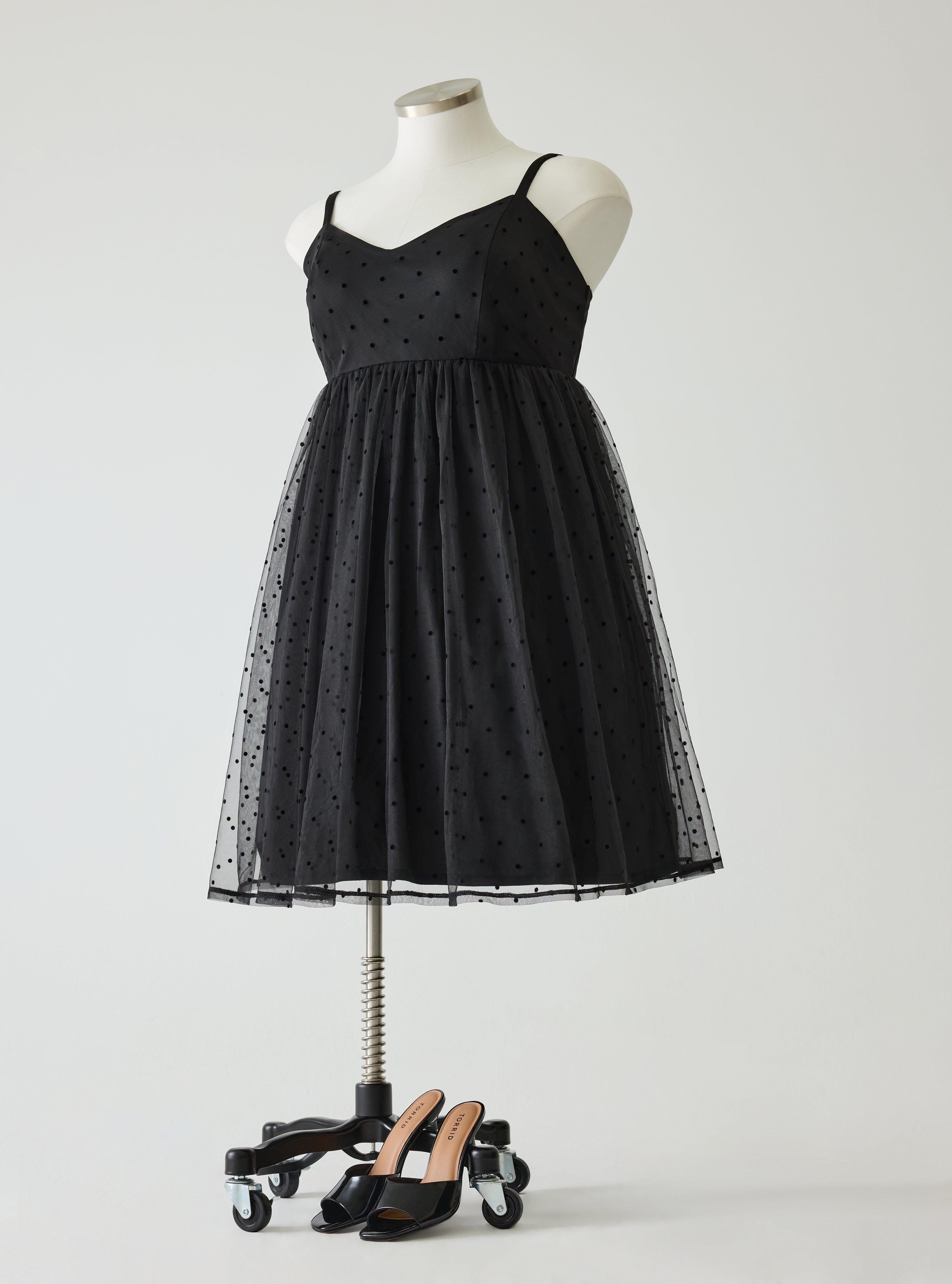 Retro Chic Flocked Dot Mesh Dress