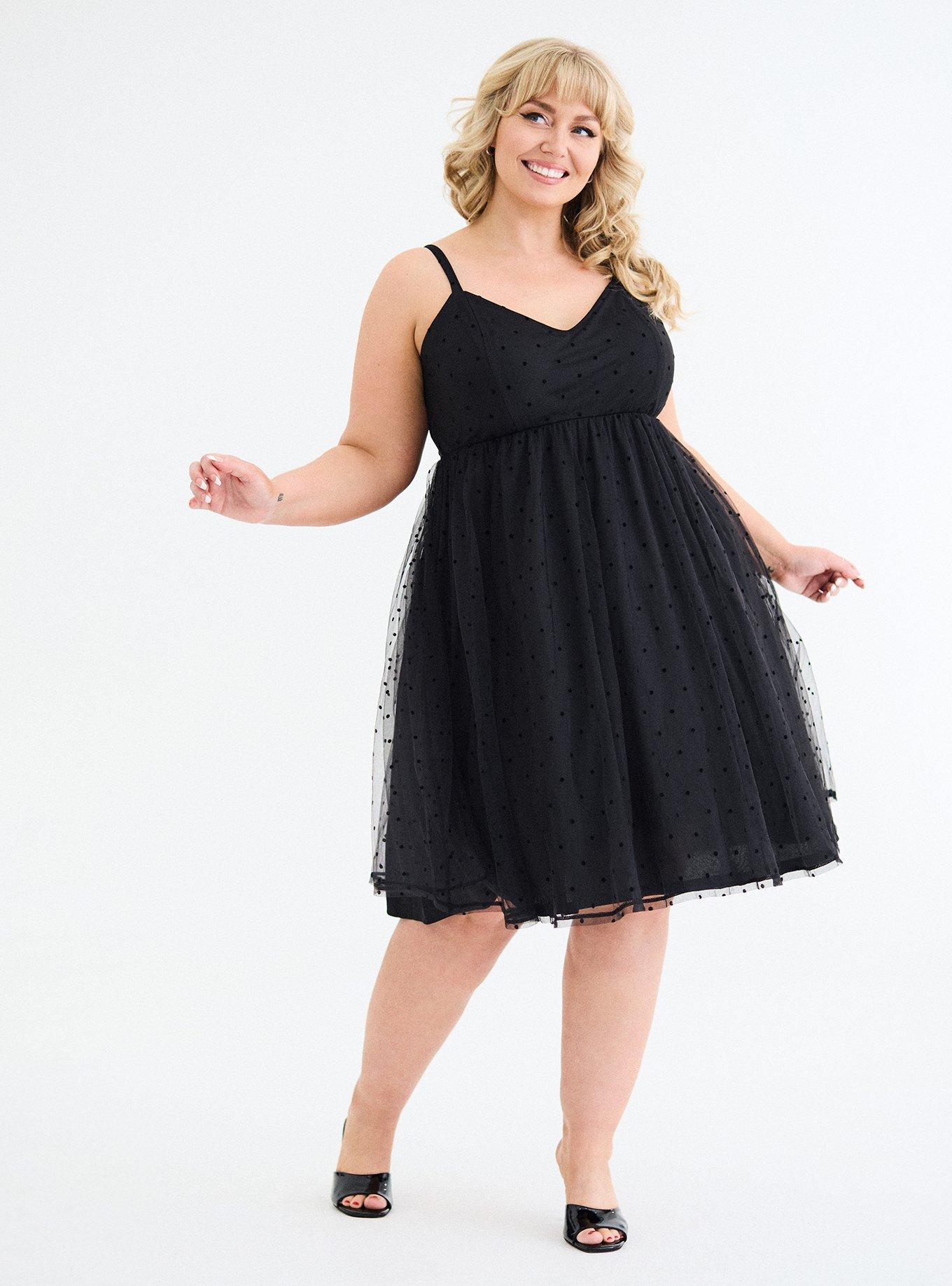 Retro Chic Flocked Dot Mesh Dress, KIANA DOTS BLACK ON BLACK, hi-res