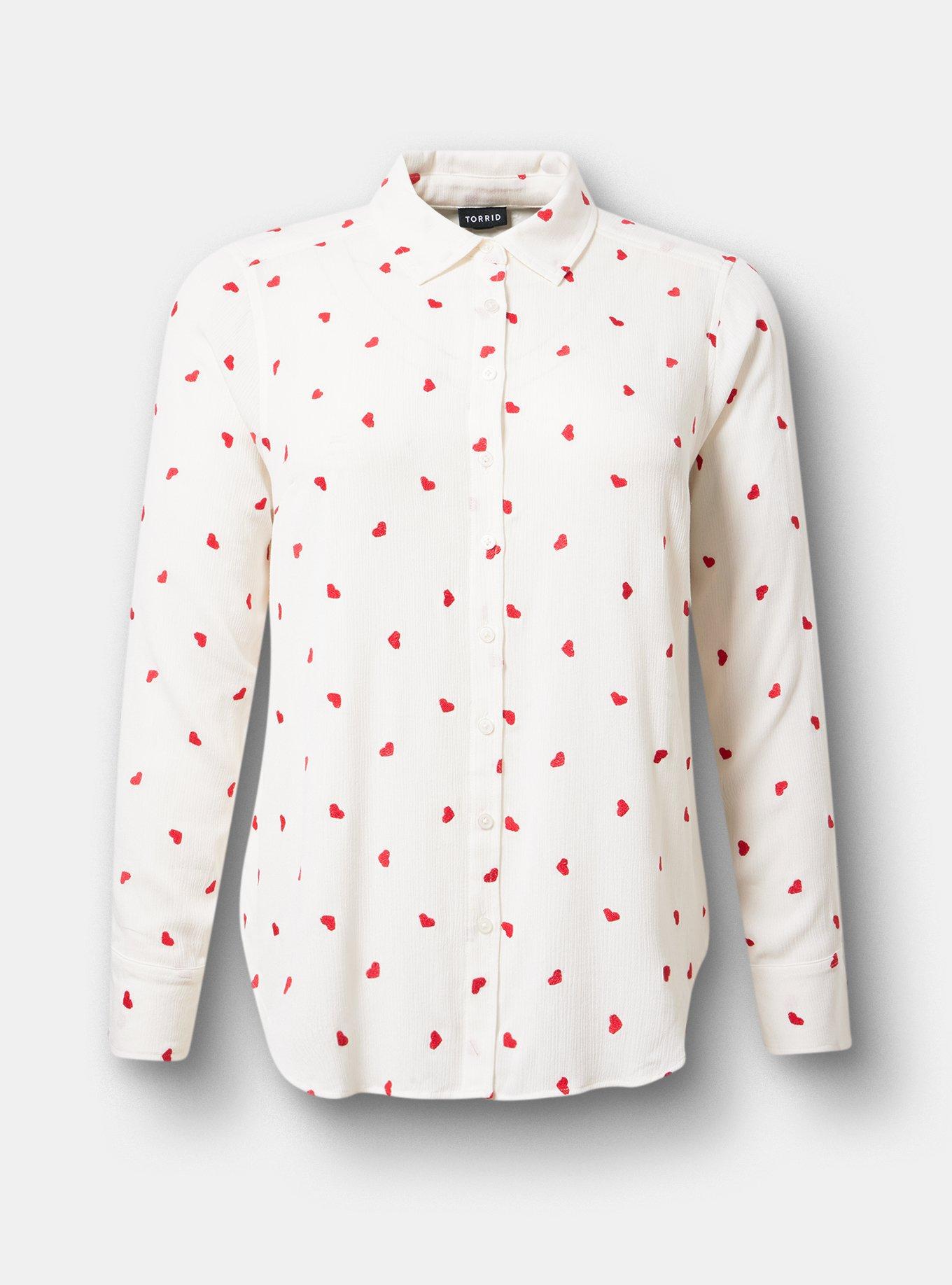 Lizzie Embroidered Button-Up Shirt, HEARTFELT EMBROIDERY WHITE RED, hi-res