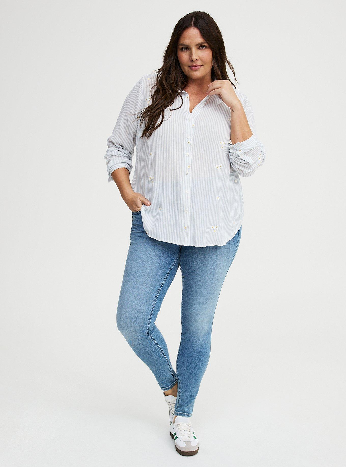 Lizzie Embroidered Button-Up Shirt, TAWNY DAISIES FLORAL BLUE, alternate