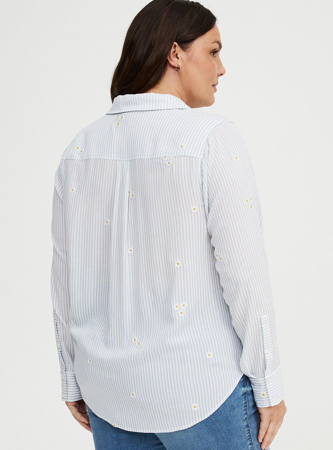 Lizzie Embroidered Button-Up Shirt, TAWNY DAISIES FLORAL BLUE, alternate