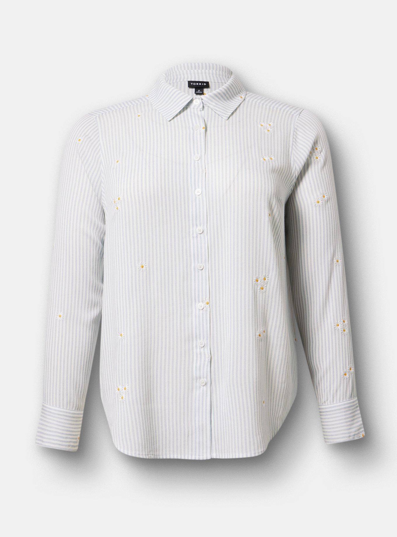 Lizzie Embroidered Button-Up Shirt, TAWNY DAISIES FLORAL BLUE, hi-res