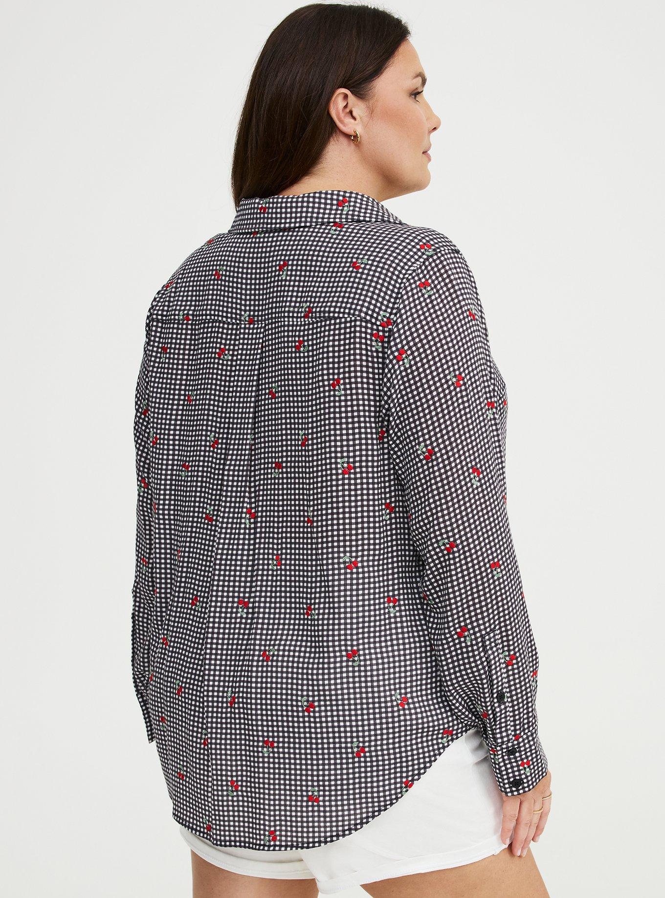 Lizzie Embroidered Button-Up Shirt, CHERRY BUSH, alternate