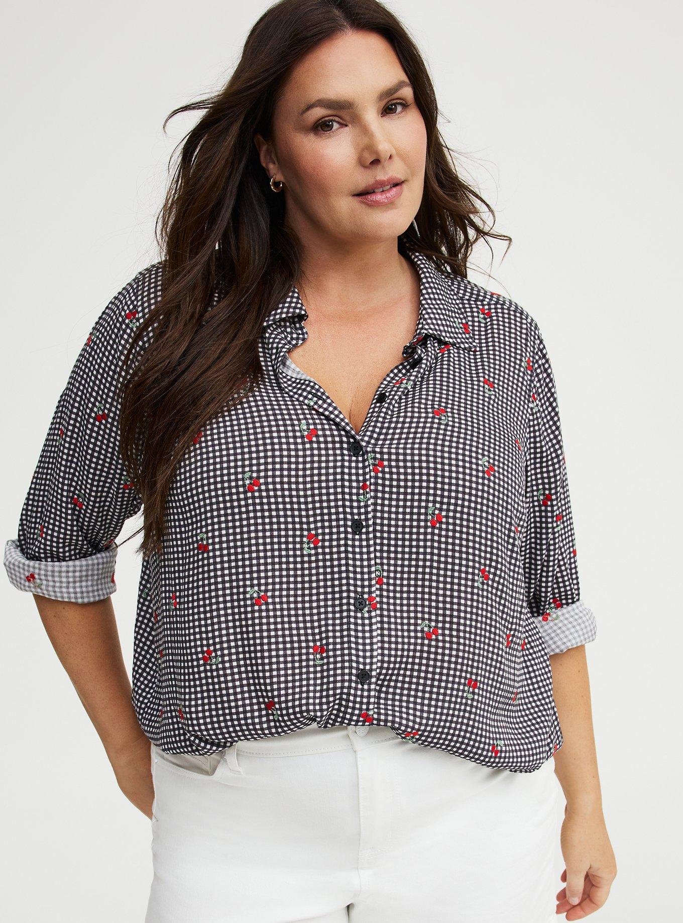 Lizzie Embroidered Button-Up Shirt, CHERRY BUSH, alternate