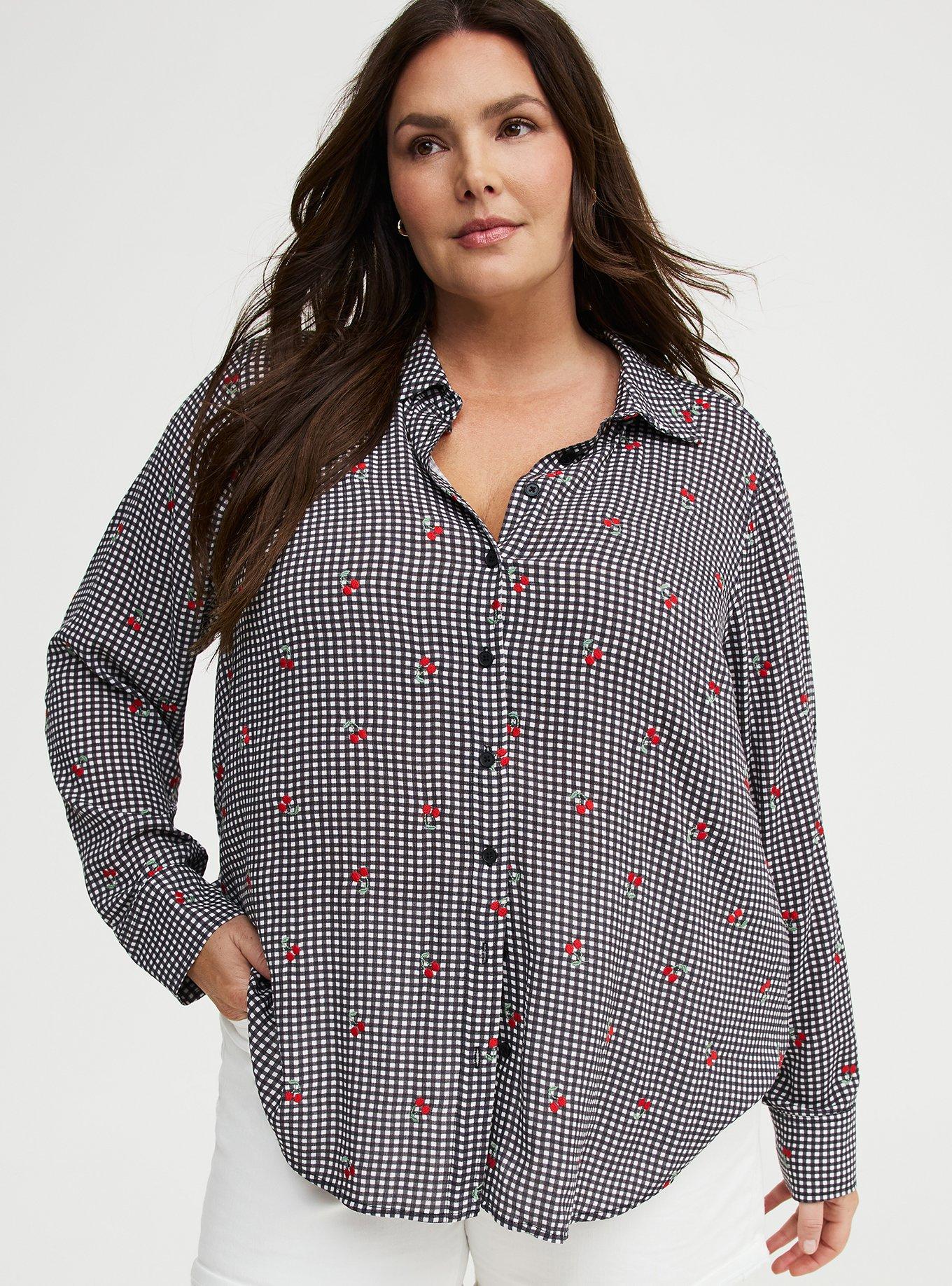 Lizzie Embroidered Button-Up Shirt, CHERRY BUSH, hi-res