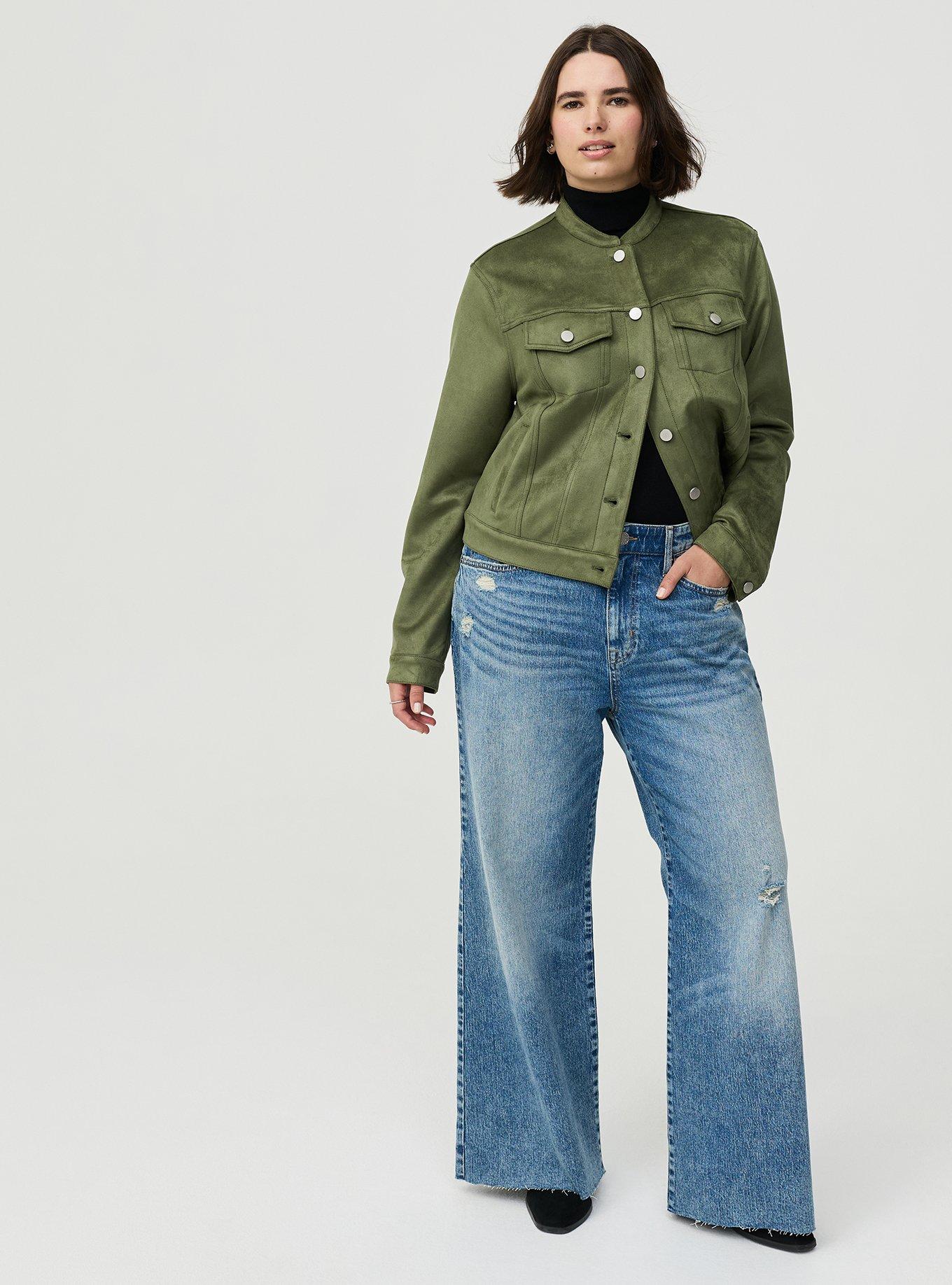Modern Suede Trucker Jacket, FOUR LEAF CLOVER, alternate
