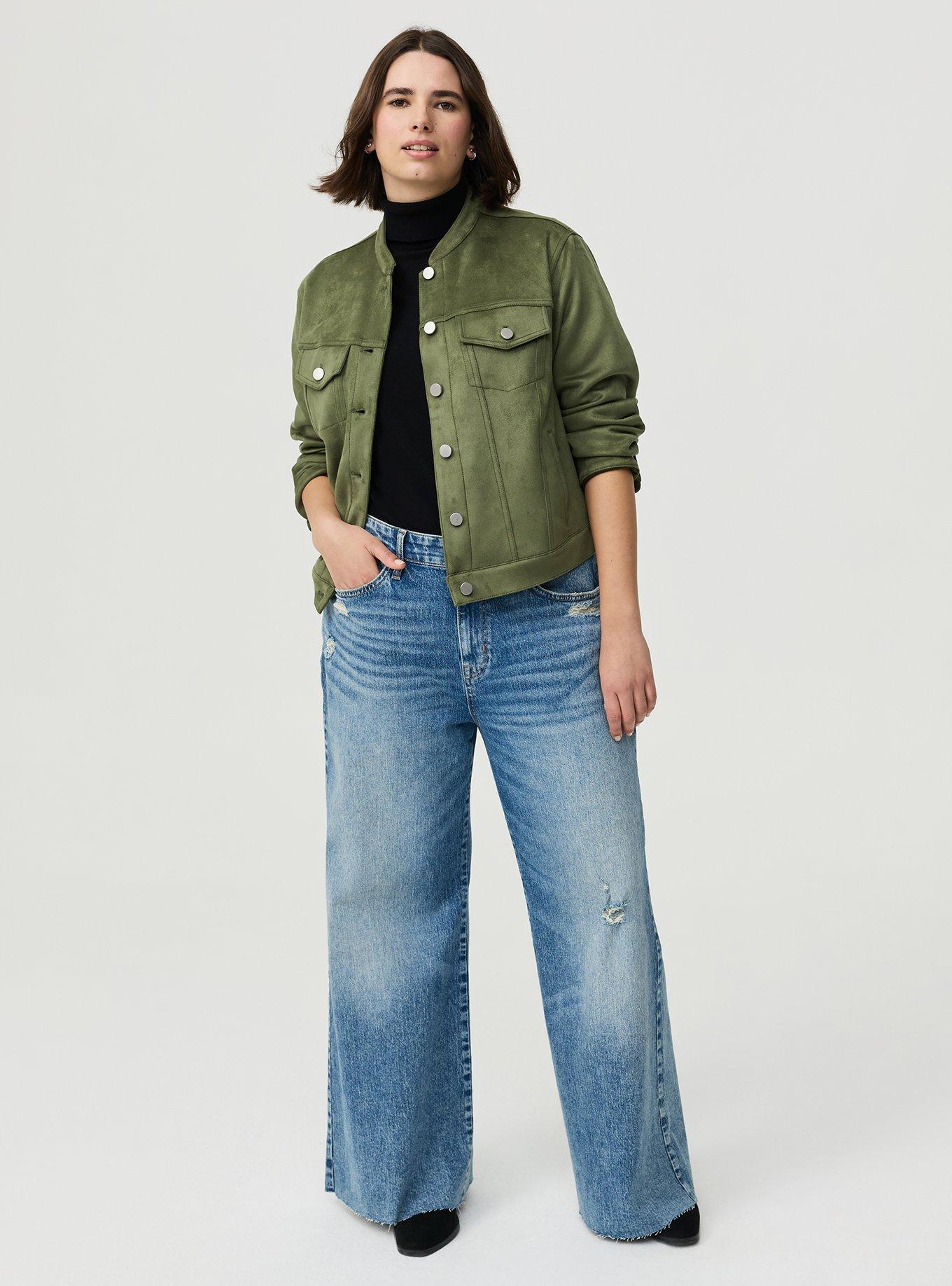 Modern Suede Trucker Jacket, FOUR LEAF CLOVER, alternate