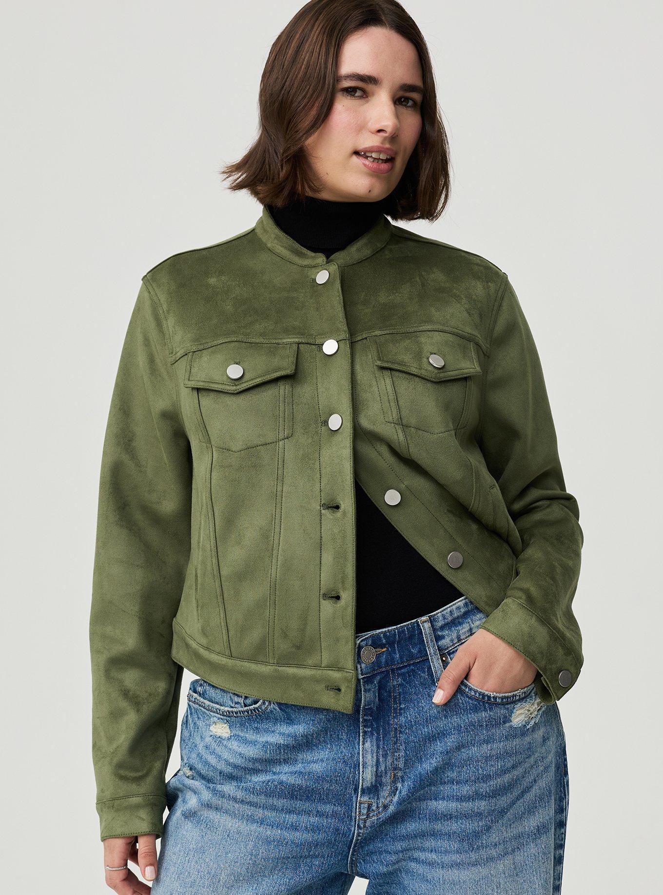 Modern Suede Trucker Jacket, FOUR LEAF CLOVER, hi-res