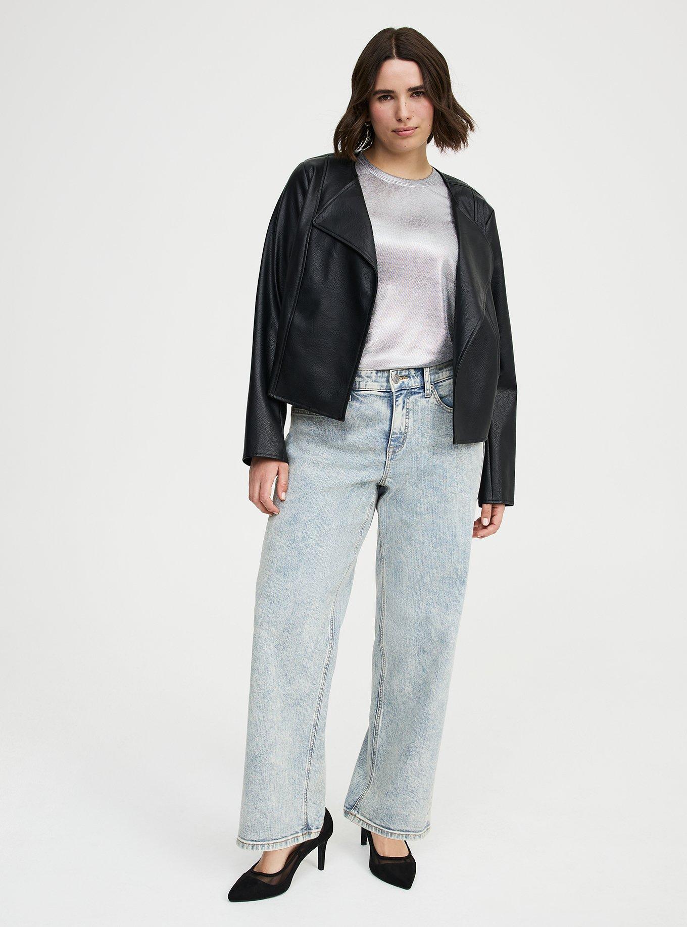 Collarless Open Front Moto, DEEP BLACK, alternate