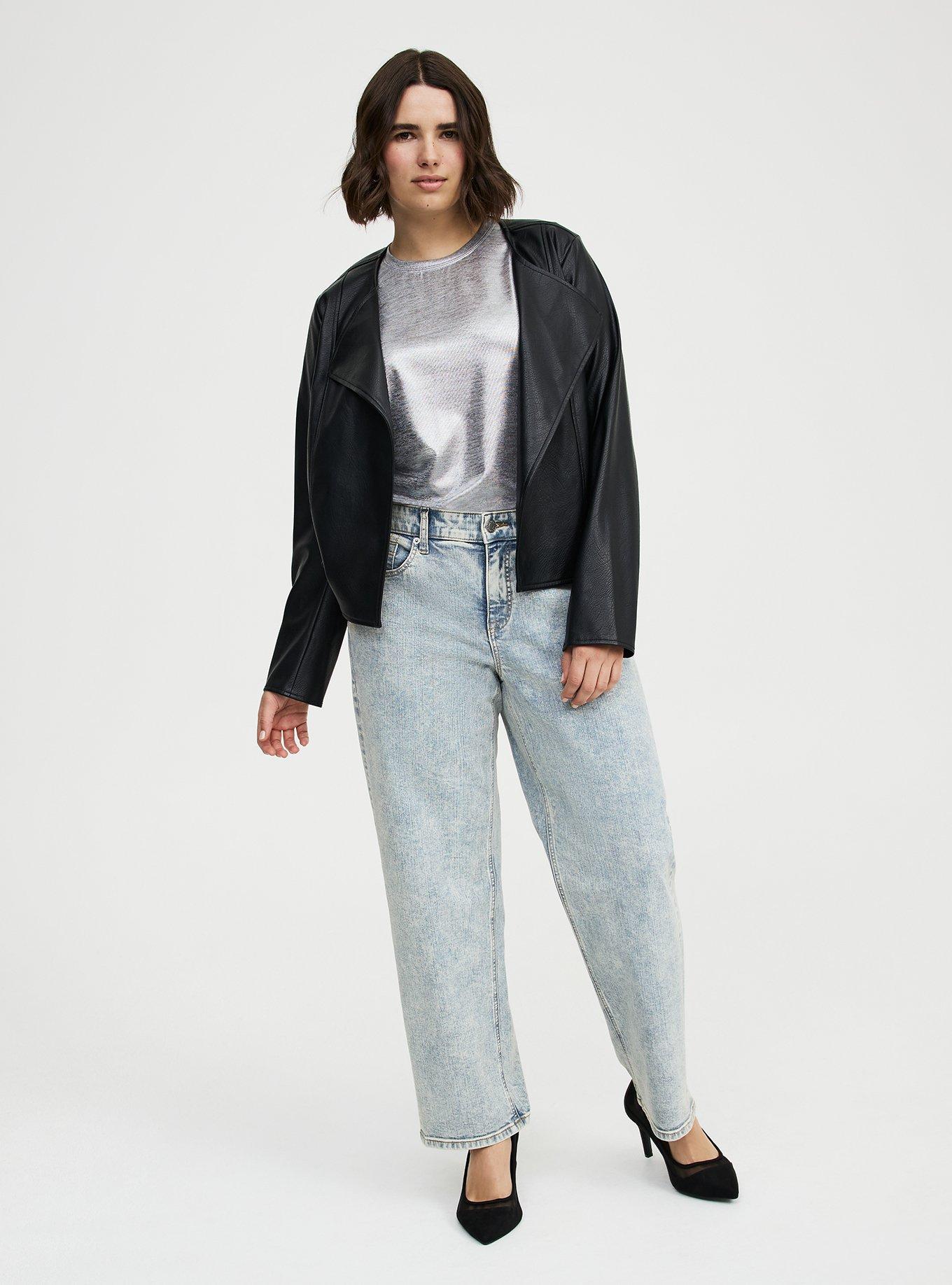 Collarless Open Front Moto, DEEP BLACK, alternate