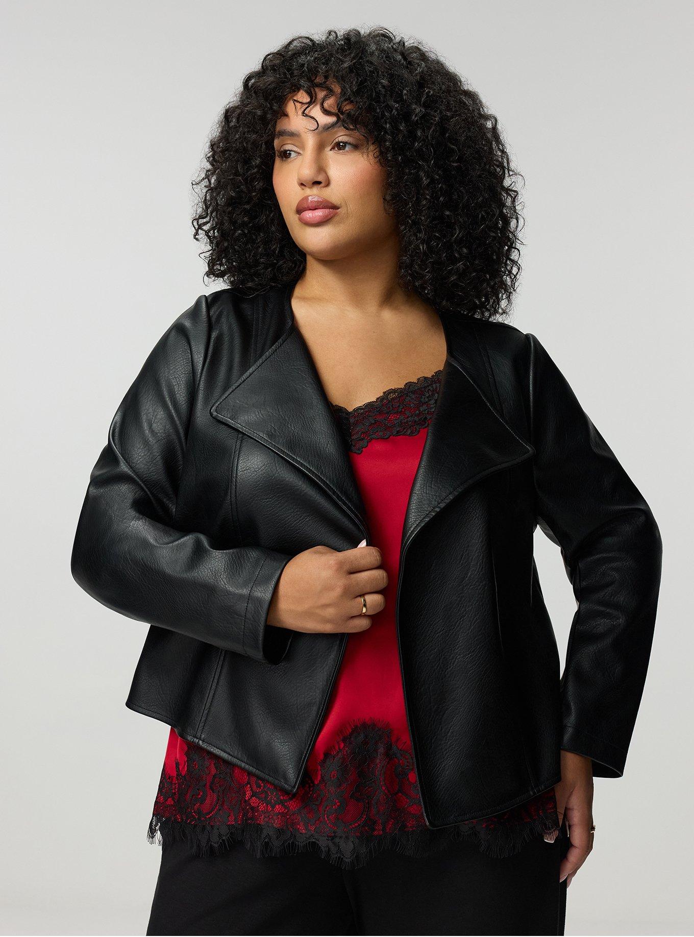COLLARLESS OPEN FRONT MOTO, DEEP BLACK, alternate