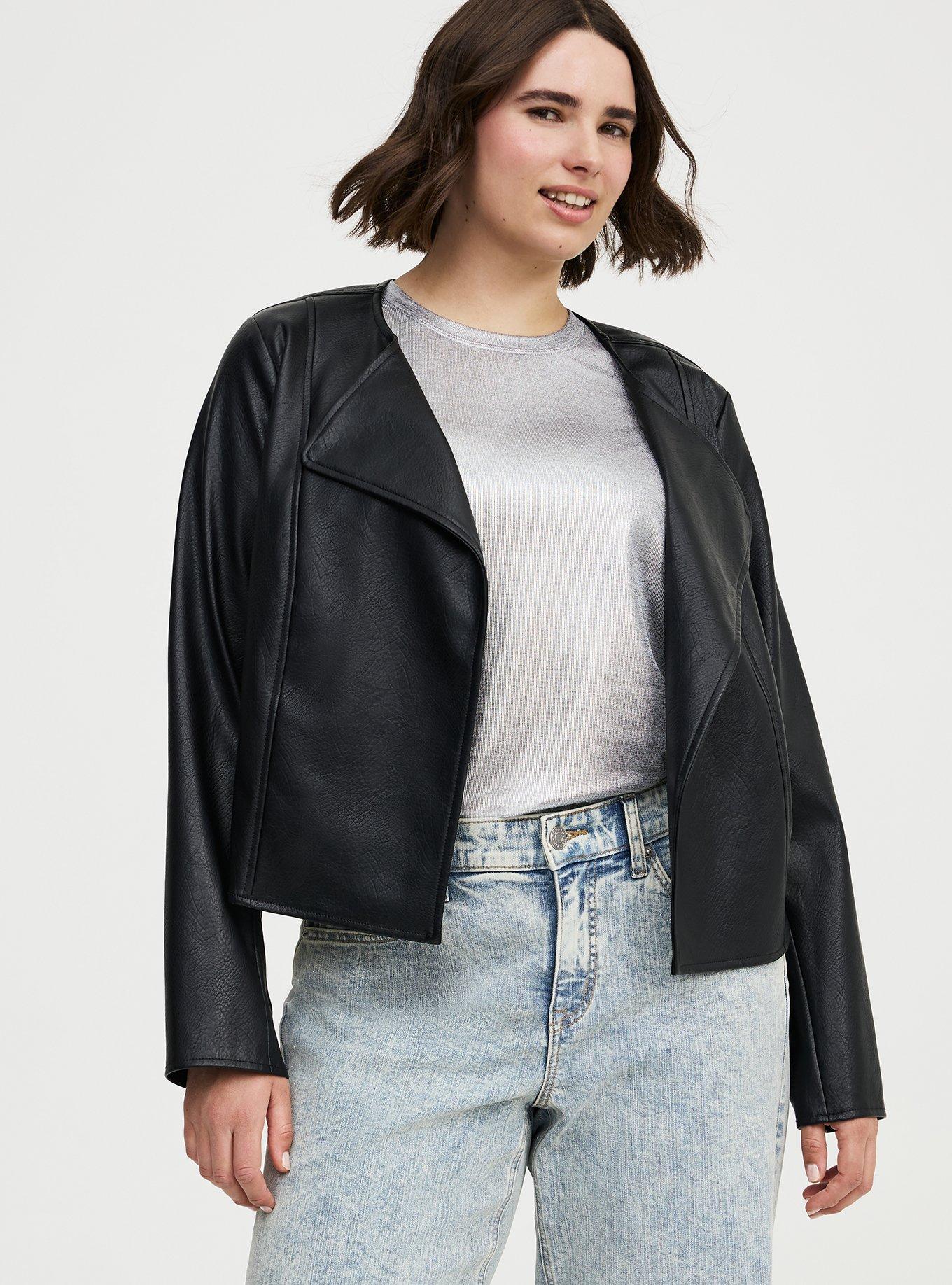 Collarless Open Front Jacket, DEEP BLACK, hi-res