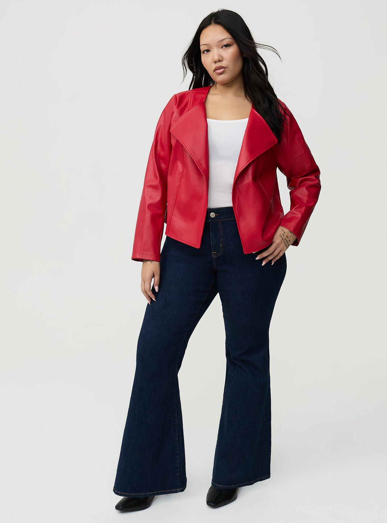 Collarless Open Front Moto, JESTER RED, alternate