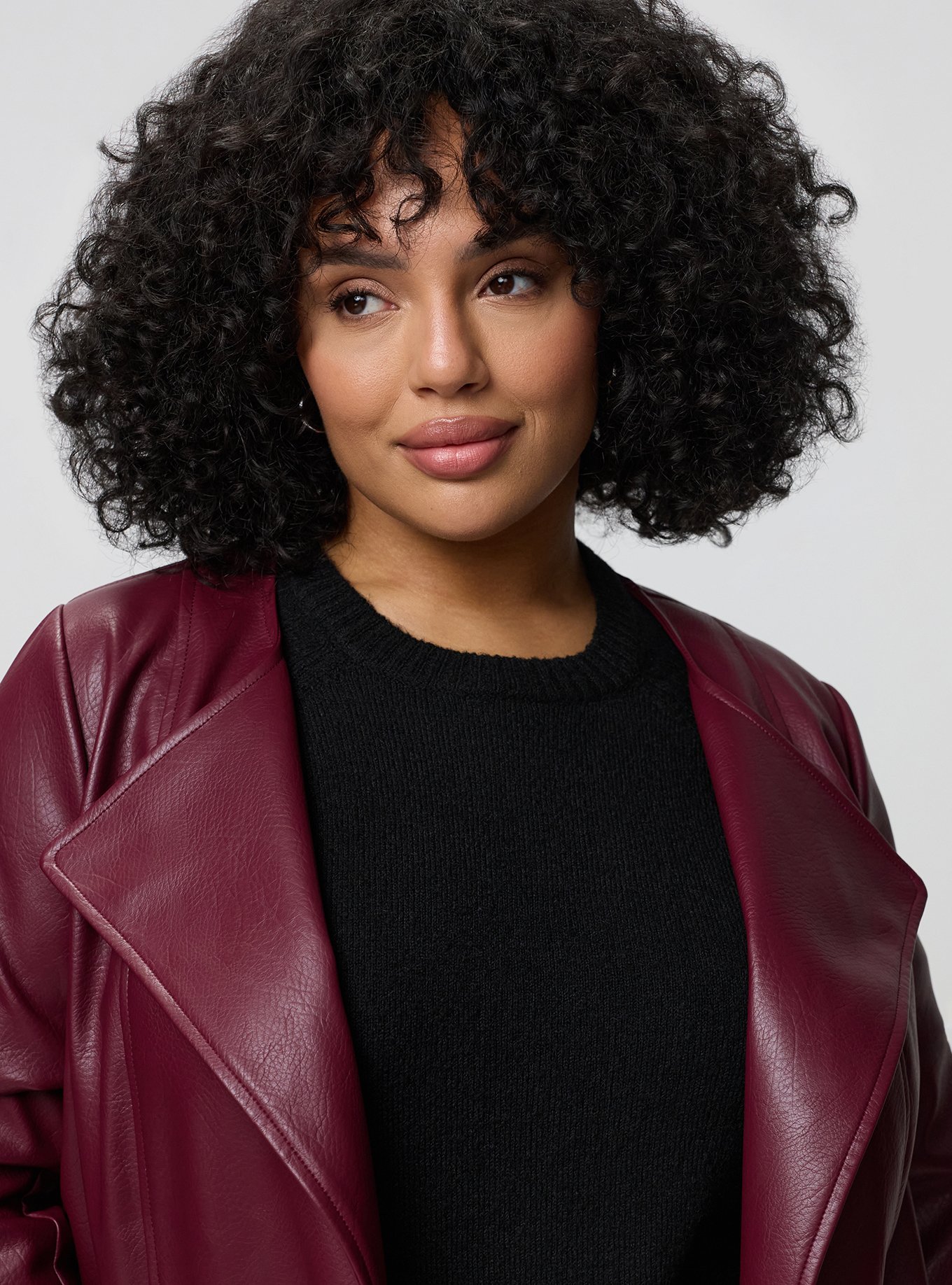 Collarless Open Moto Jacket, MAROON BANNER, alternate