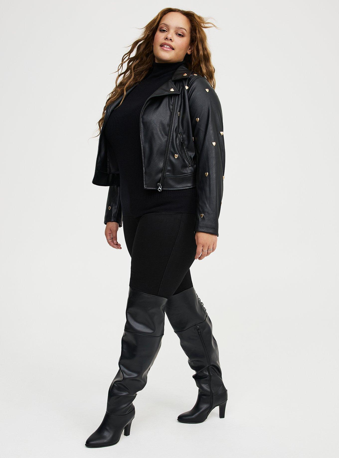 Studded Heart Moto Jacket, DEEP BLACK, alternate