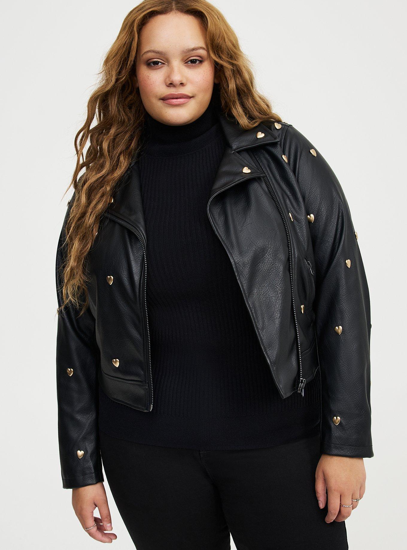 Studded Heart Moto Jacket, DEEP BLACK, alternate