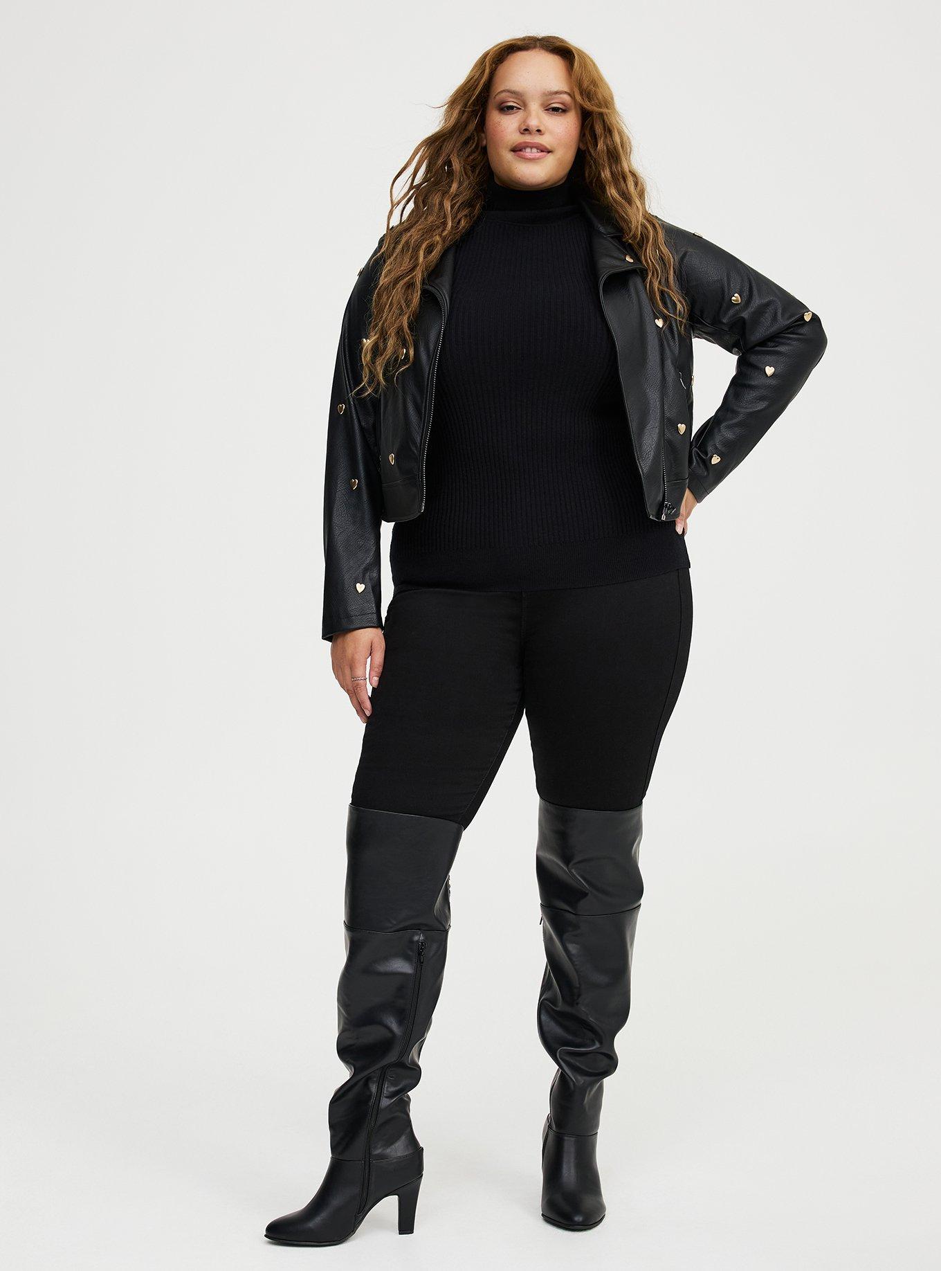 Studded Heart Moto Jacket, DEEP BLACK, alternate