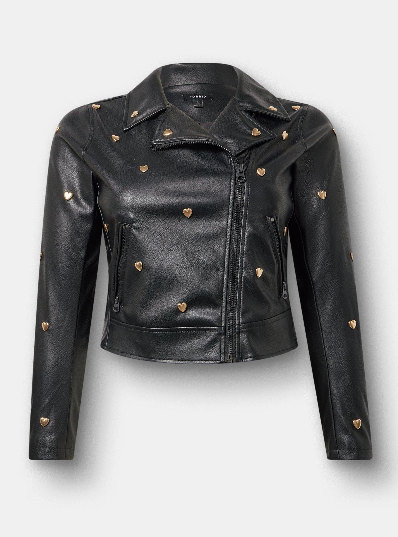 Studded Heart Moto Jacket, DEEP BLACK, hi-res