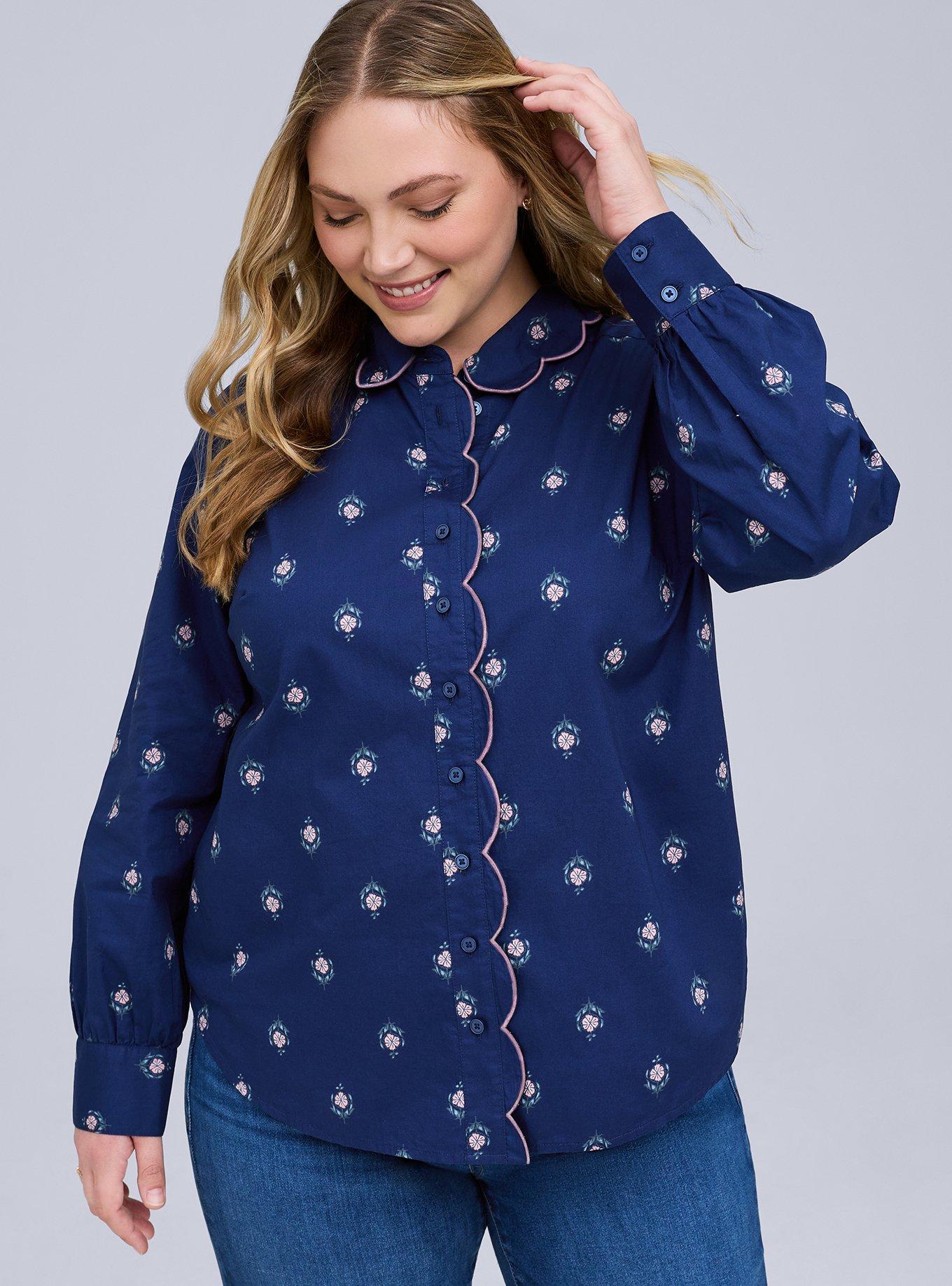 Belle Isle Scalloped Shirt, REESE FLORALS NAVY, alternate