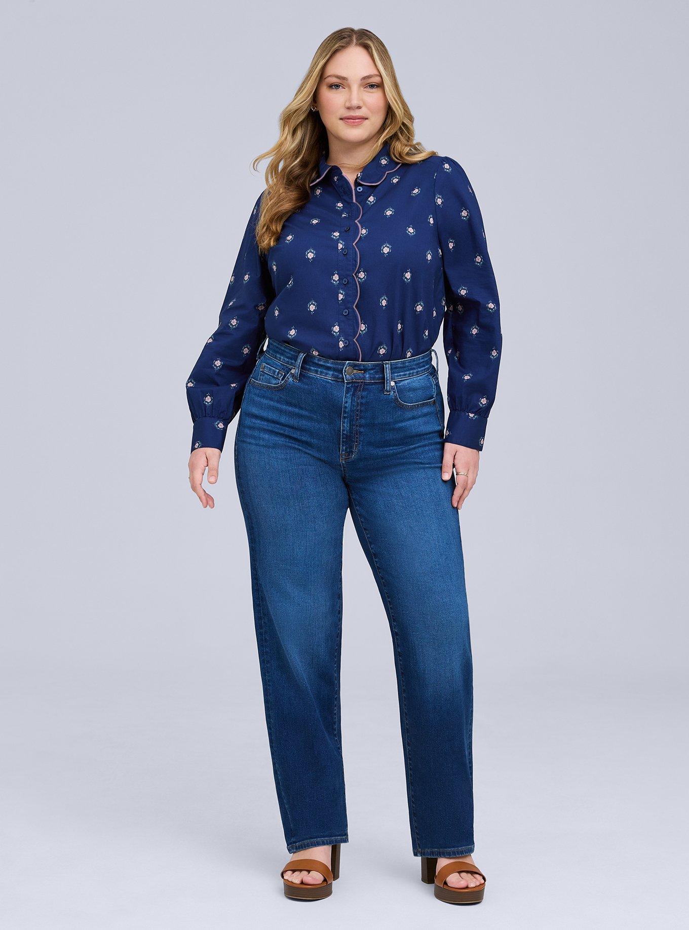 Belle Isle Scalloped Shirt, REESE FLORALS NAVY, alternate