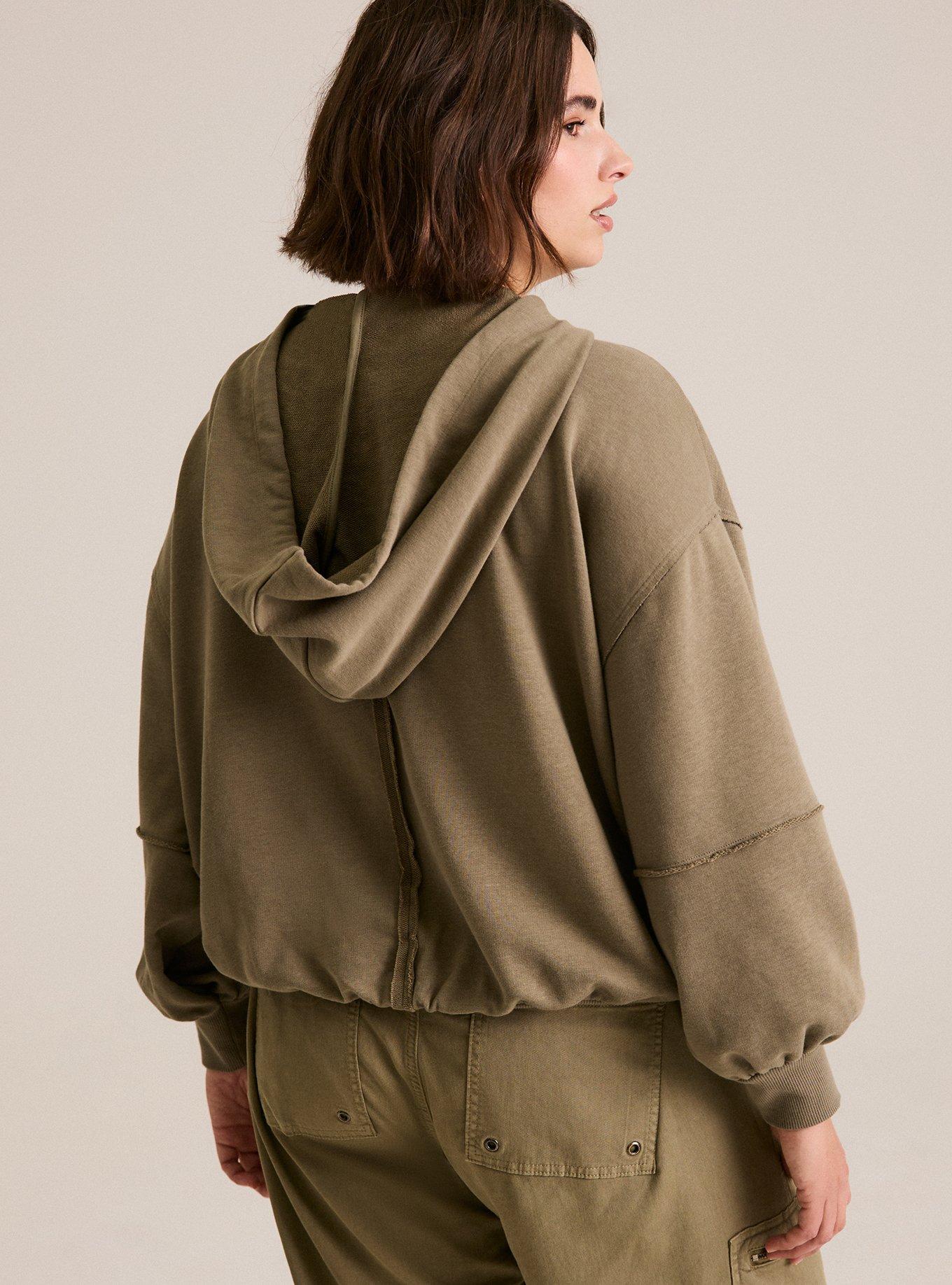 Festi Zip-Front Balloon Hoodie, DUSTY OLIVE, alternate