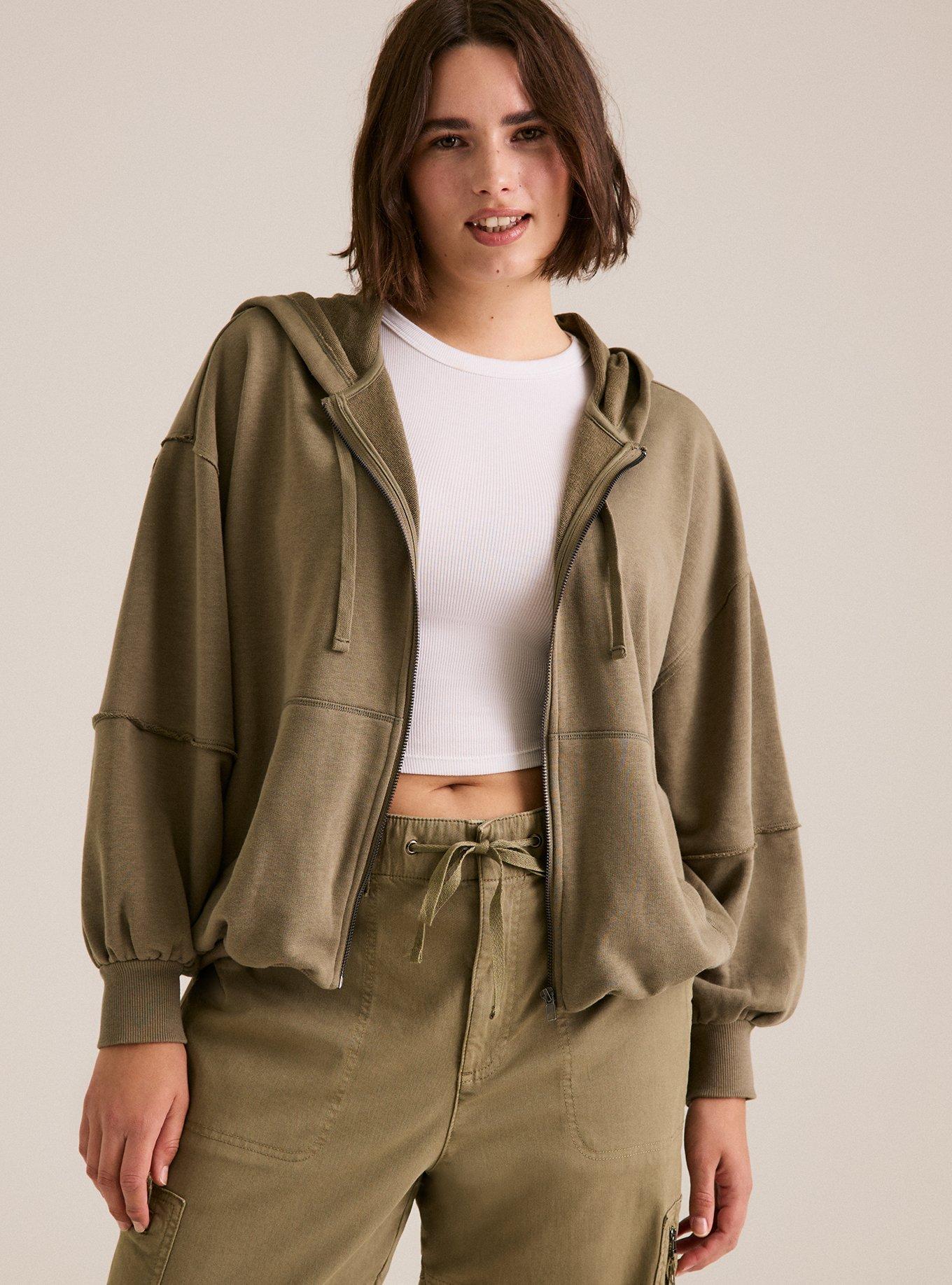 Festi Zip-Front Balloon Hoodie, DUSTY OLIVE, alternate