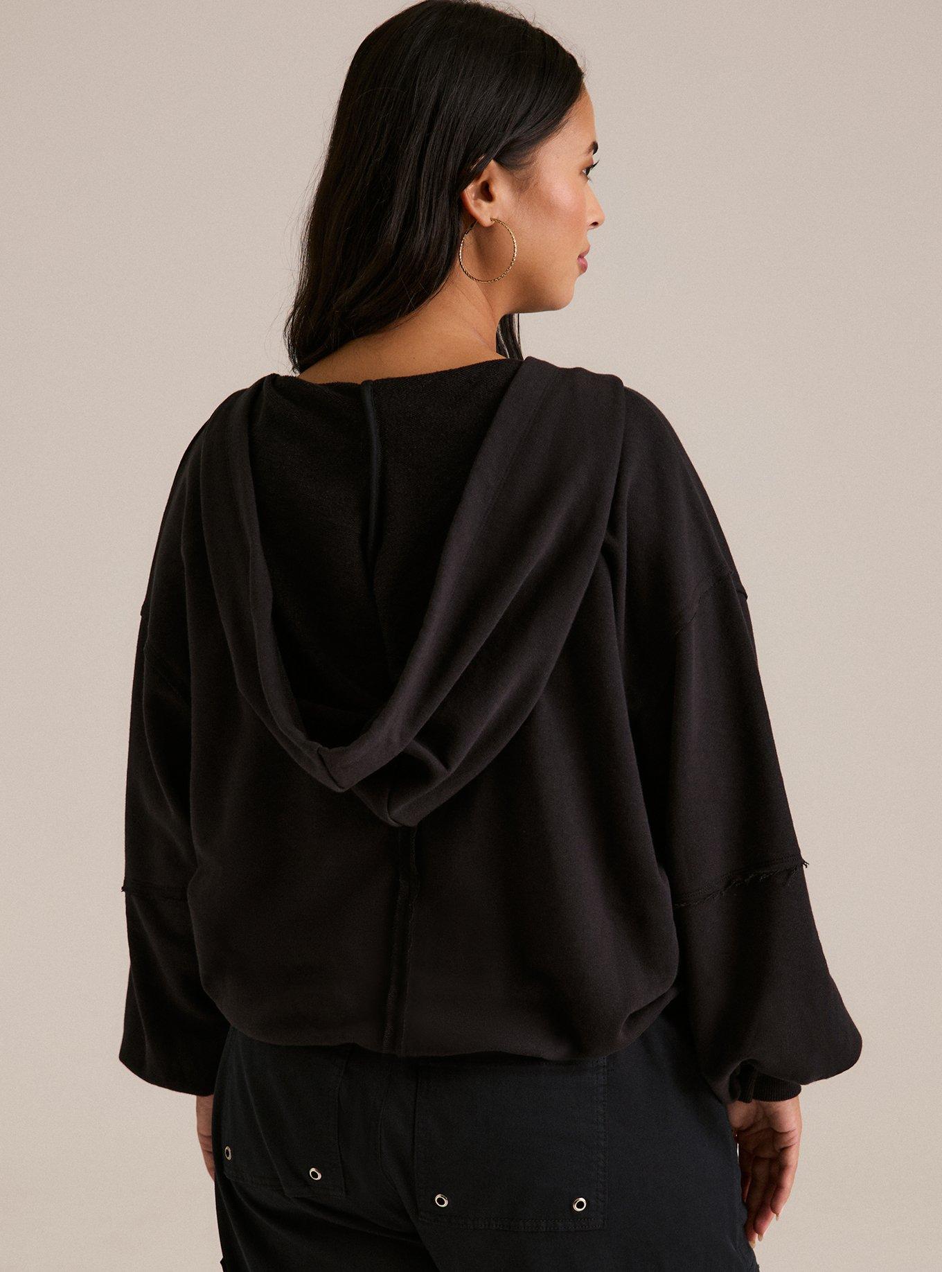 Festi Zip-Front Balloon Hoodie, DEEP BLACK, alternate