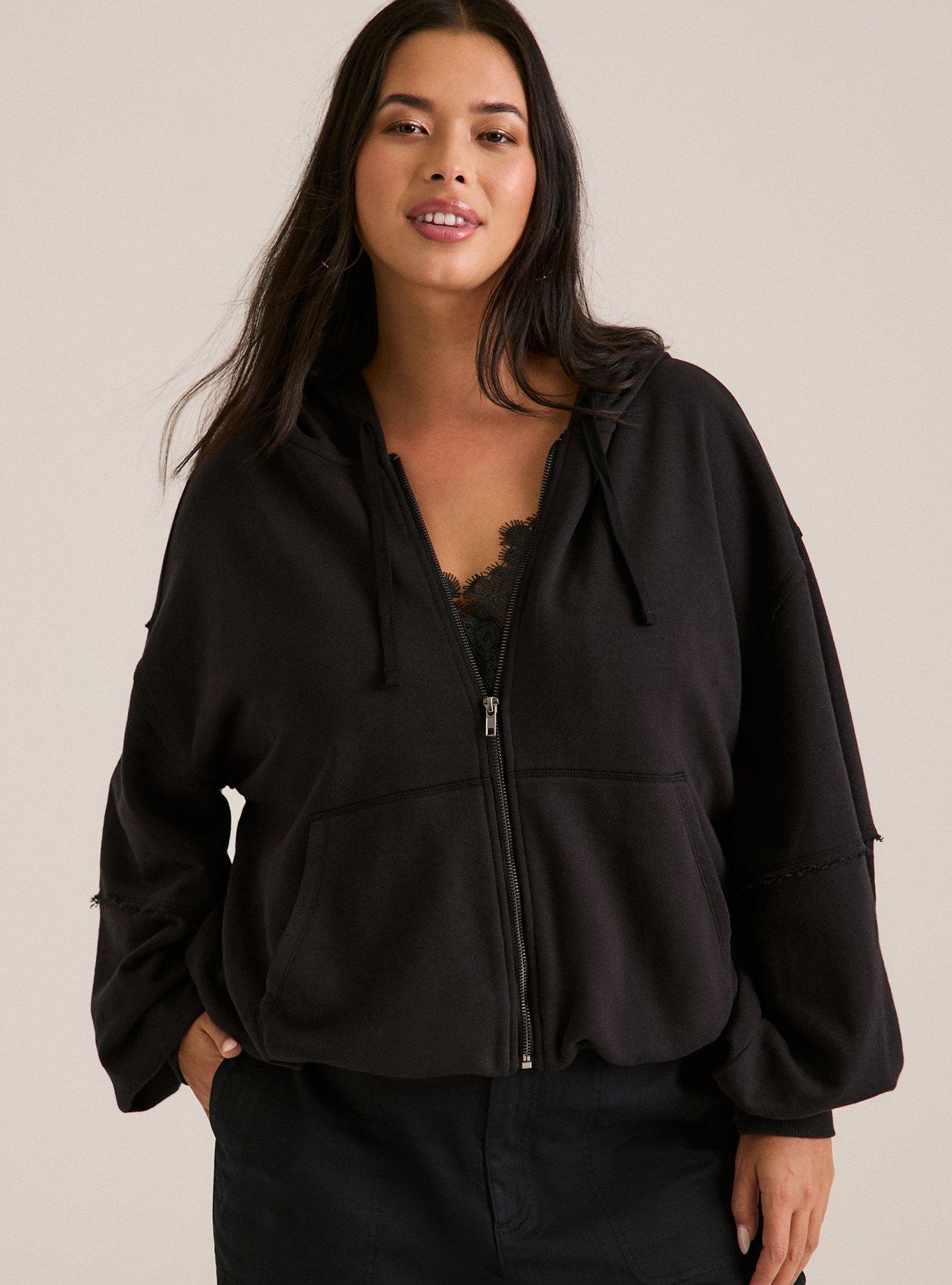 Festi Zip-Front Balloon Hoodie, DEEP BLACK, alternate