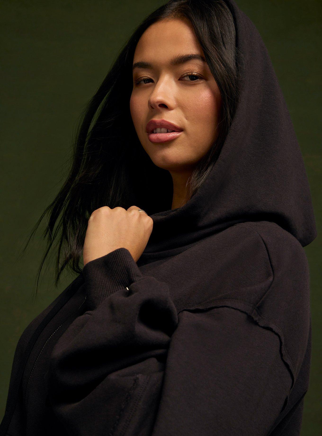 Festi Zip-Front Balloon Hoodie, DEEP BLACK, alternate