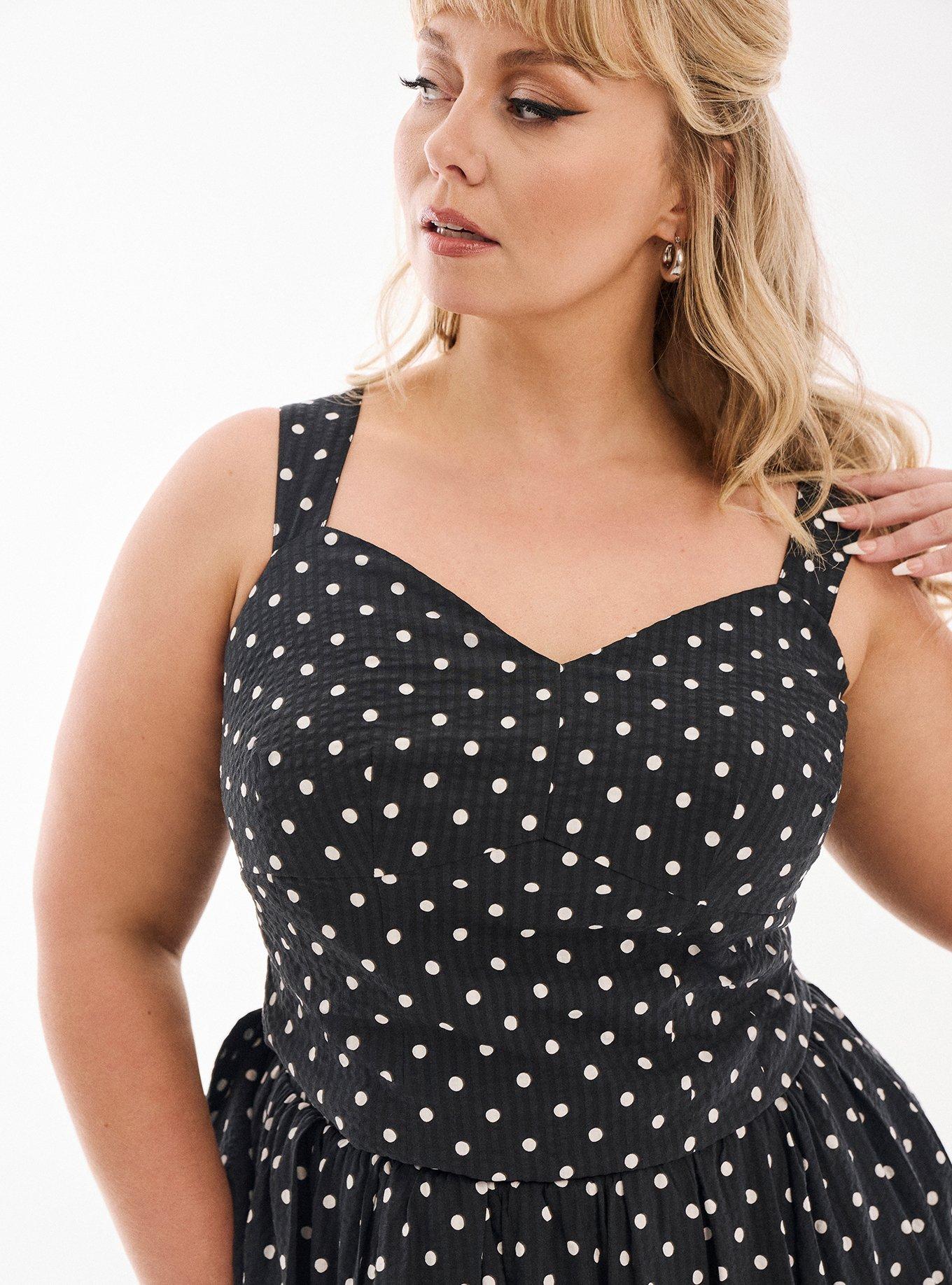 Retro Chic Sweetheart Crop Top, CLOSE DOT DEEP BLACK, hi-res