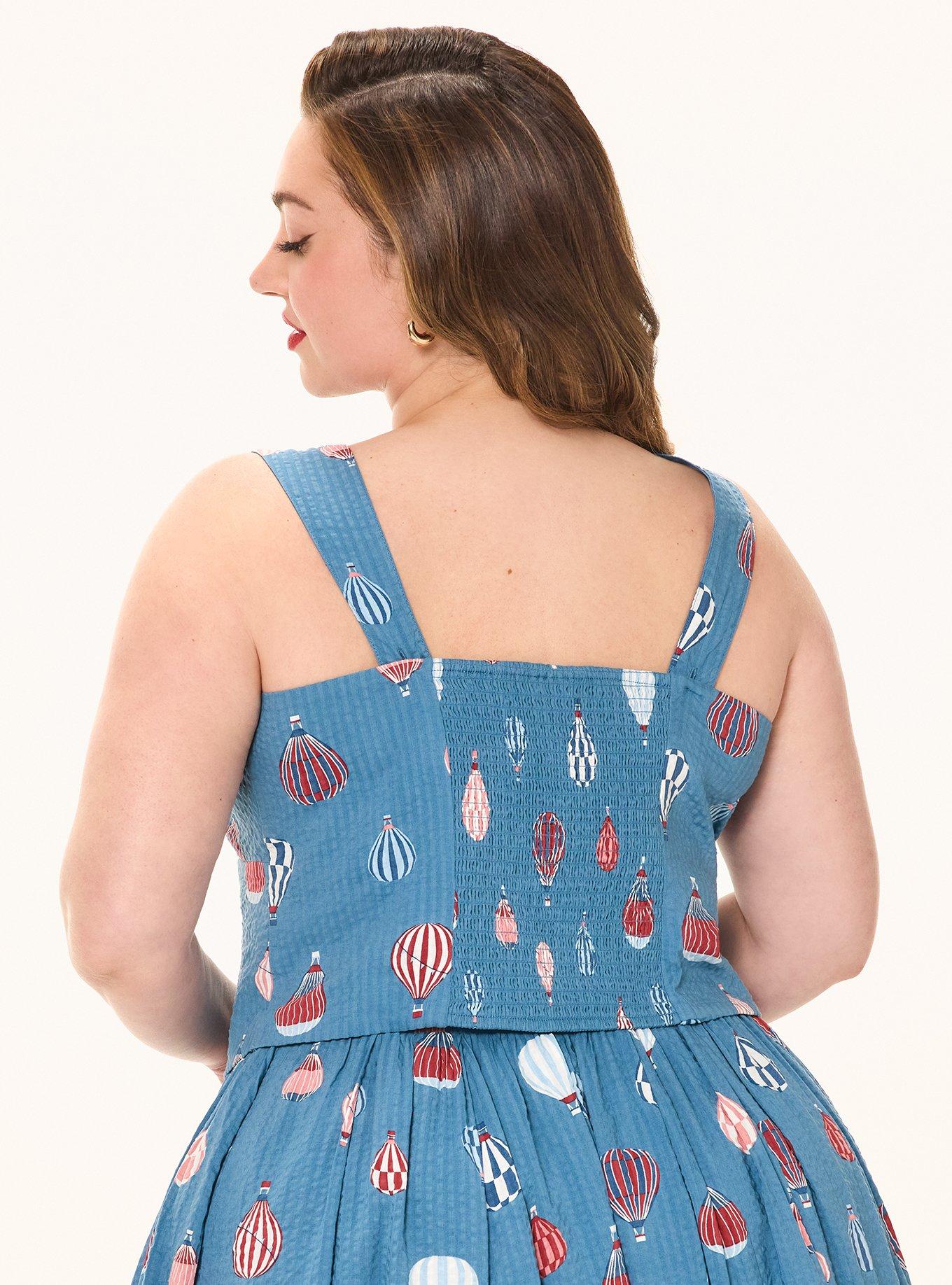 Retro Chic Sweetheart Crop Top, HOT AIR BALLOONS BLUE, alternate