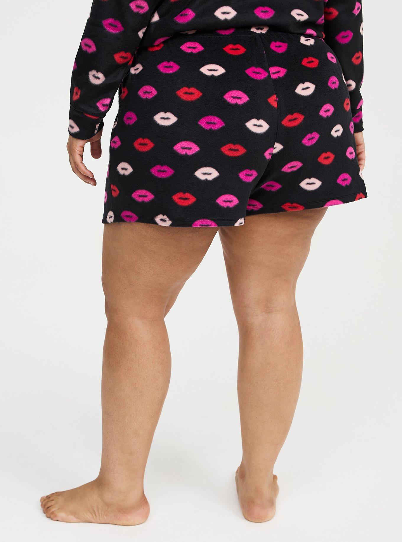 Spa Fleece Sleep Short, POPPY LIPS BLACK, alternate