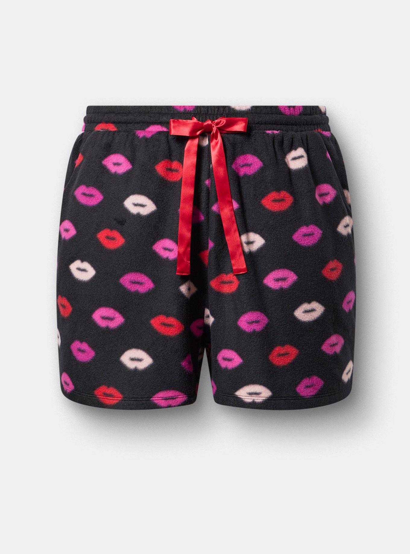 Spa Fleece Sleep Short, POPPY LIPS BLACK, hi-res