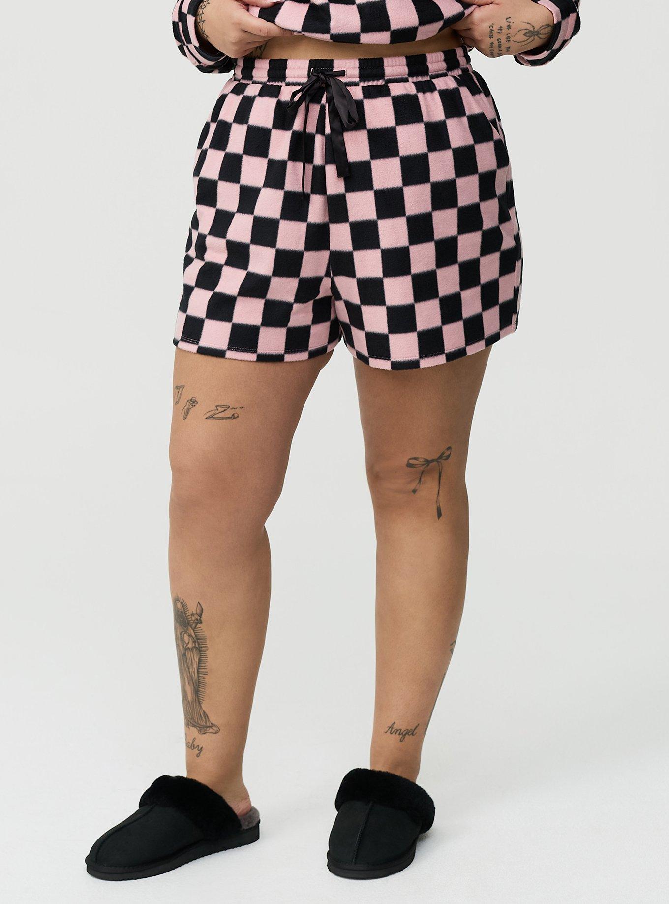 Spa Fleece Sleep Short, SUNNY CHECK PINK, alternate