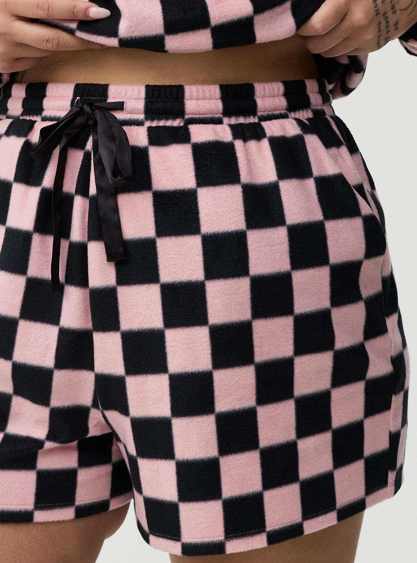 Spa Fleece Sleep Short, SUNNY CHECK PINK, alternate