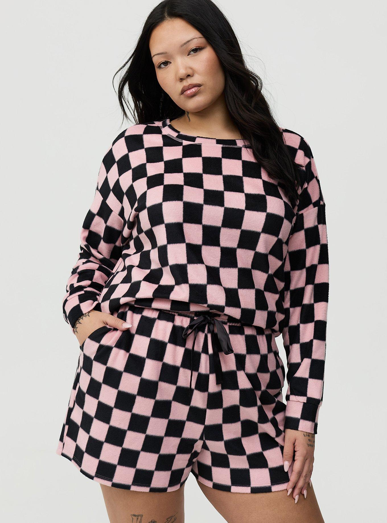 Spa Fleece Sleep Short, SUNNY CHECK PINK, alternate