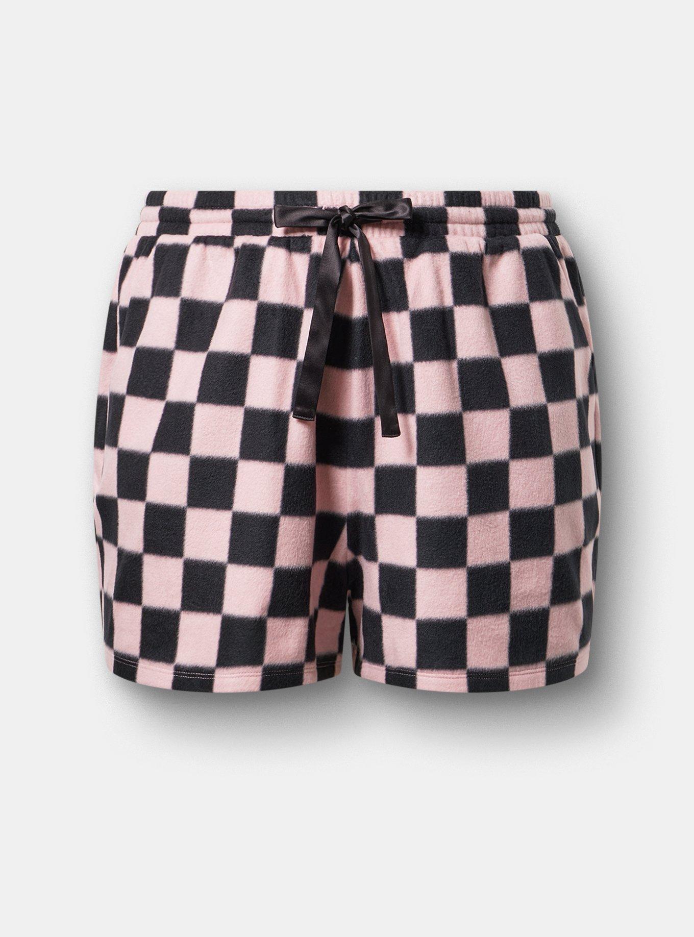 Spa Fleece Sleep Short, SUNNY CHECK PINK, hi-res