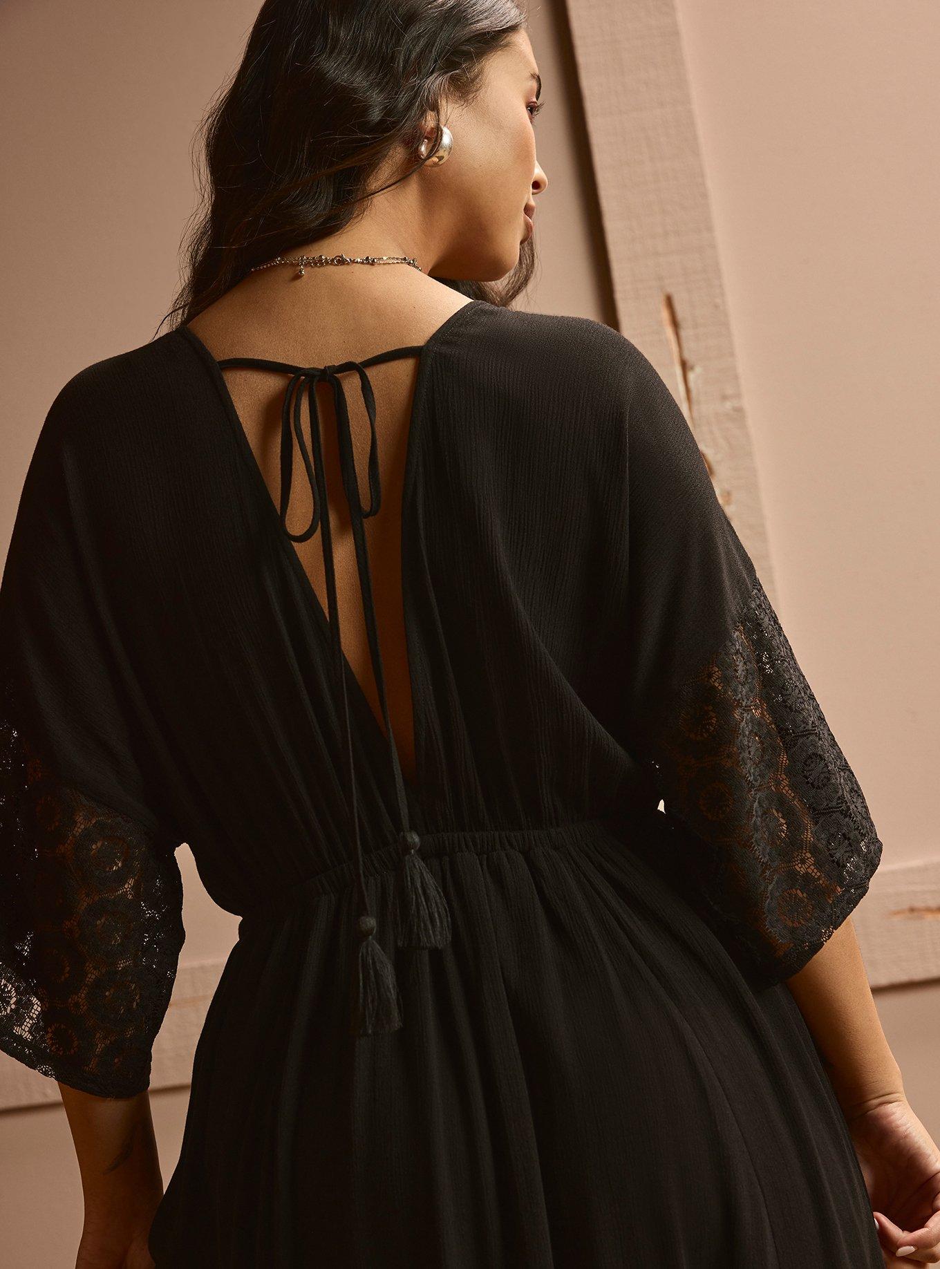 Festi Crochet Trim Maxi Dress, DEEP BLACK, alternate