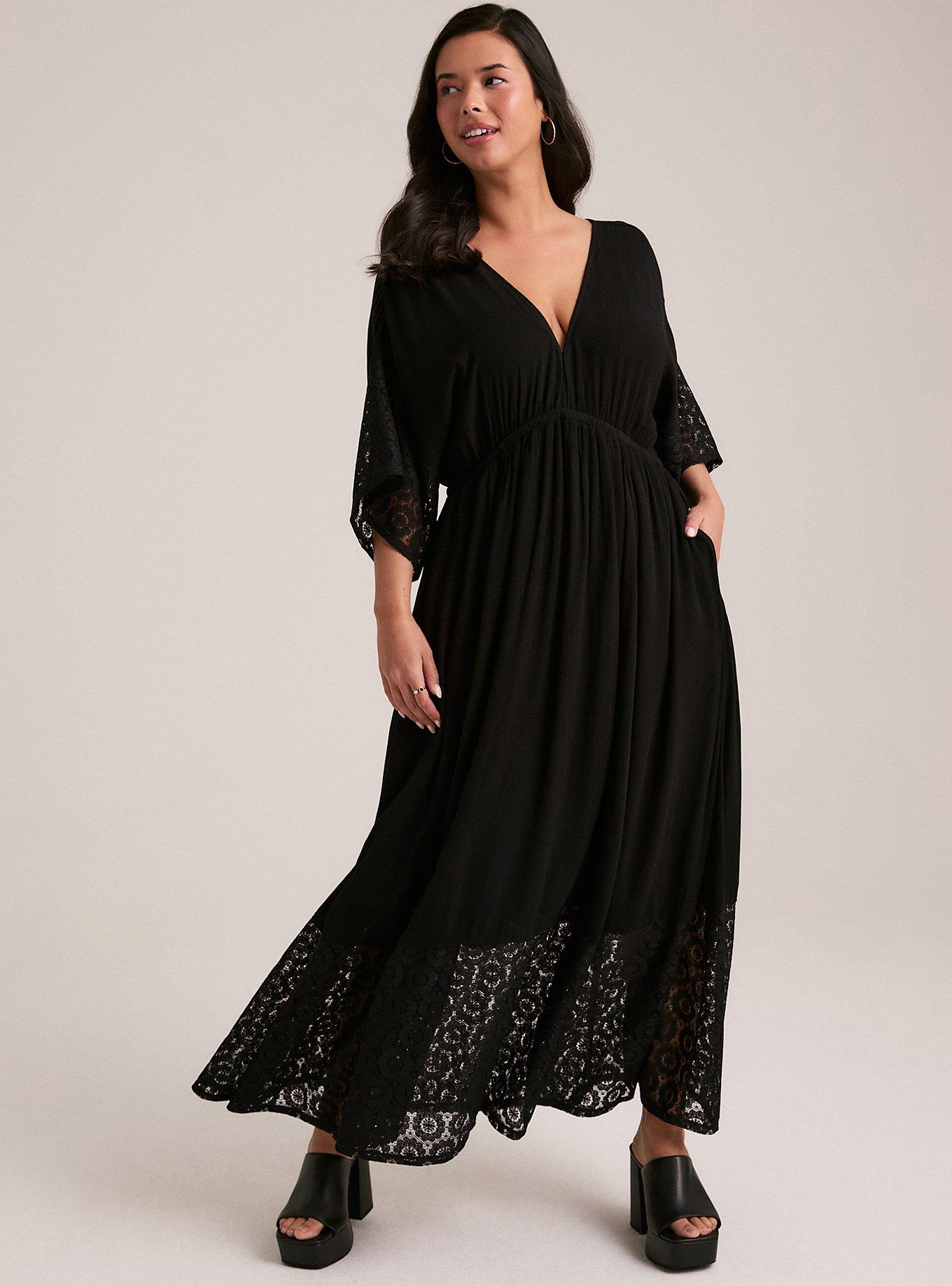 Festi Crochet Trim Maxi Dress, DEEP BLACK, alternate