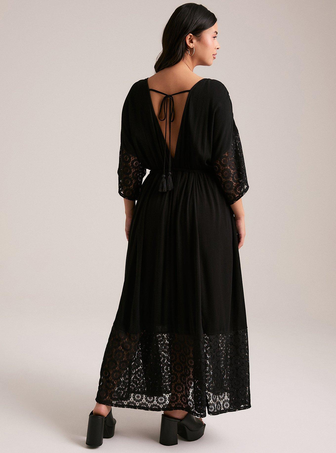 Festi Crochet Trim Maxi Dress, DEEP BLACK, alternate