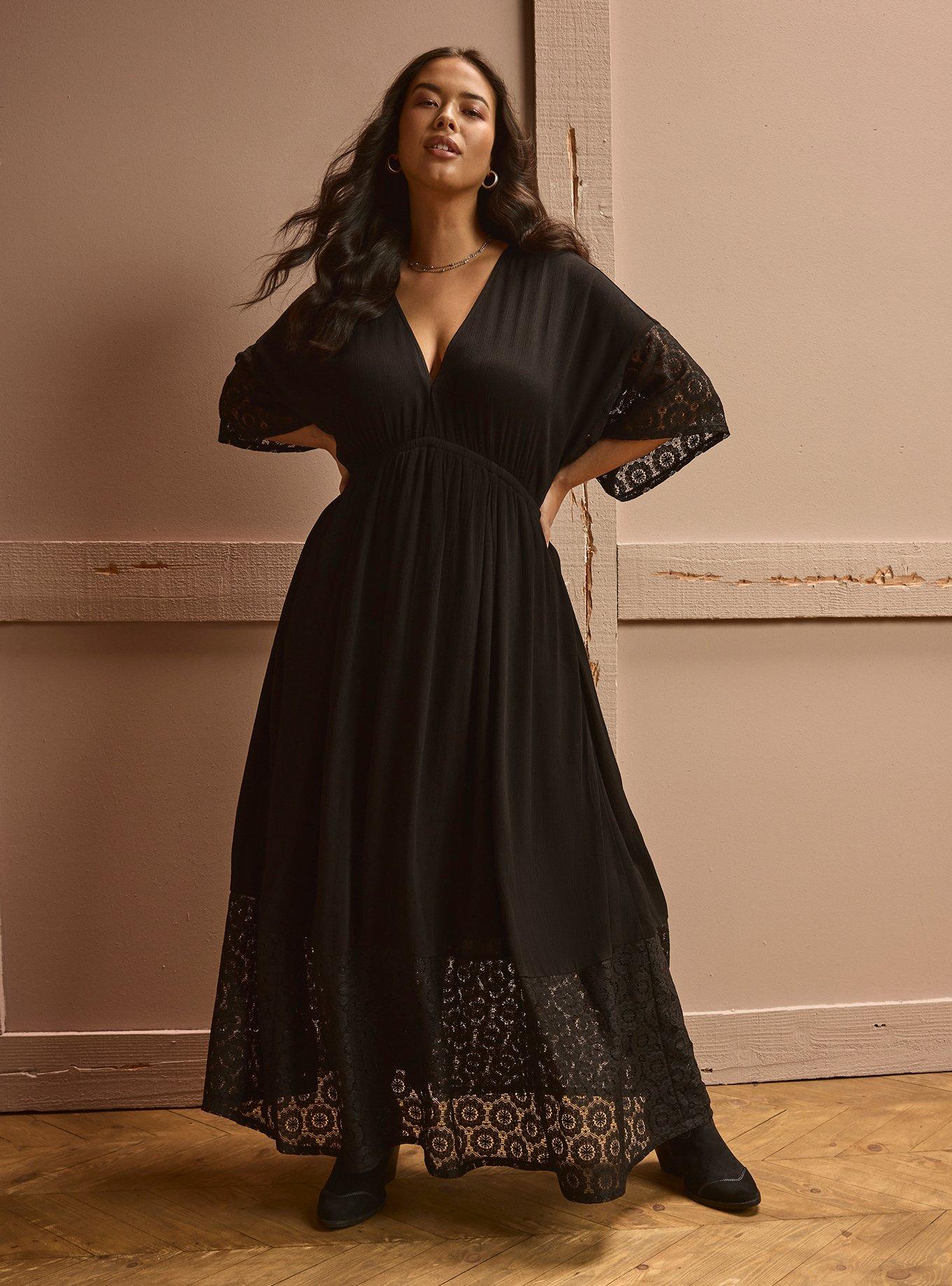 Festi Crochet Trim Maxi Dress, DEEP BLACK, hi-res