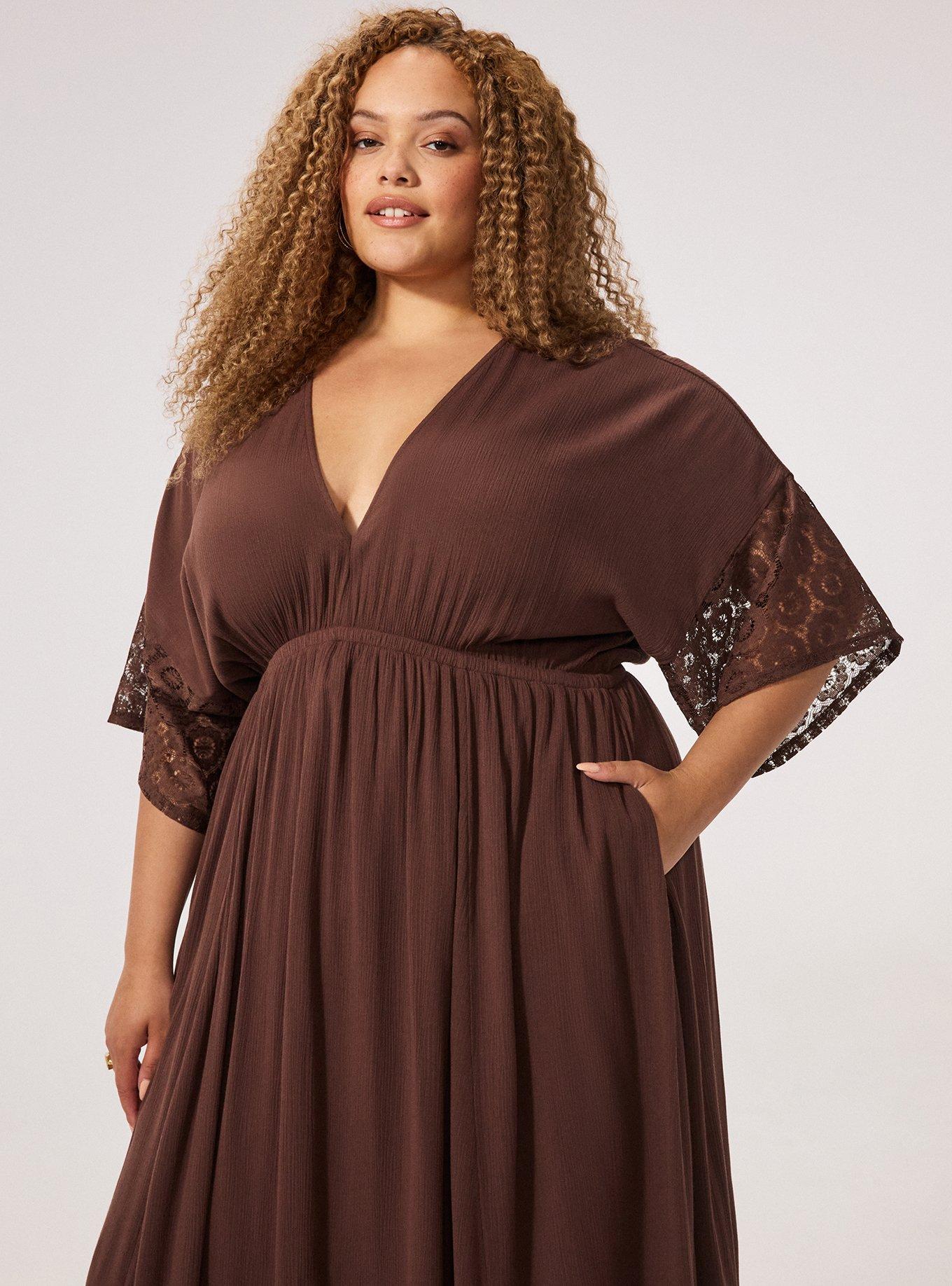 Festi Crochet Trim Maxi Dress, FRENCH ROAST, alternate