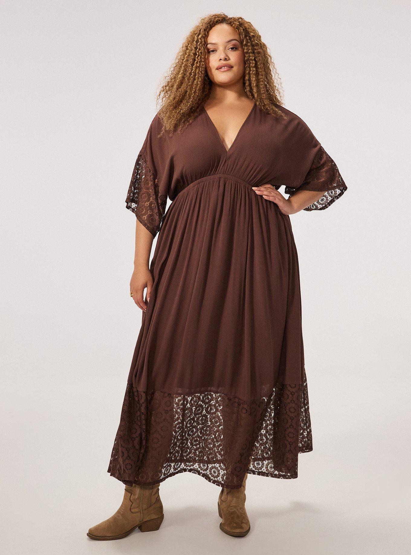 Festi Crochet Trim Maxi Dress, FRENCH ROAST, hi-res