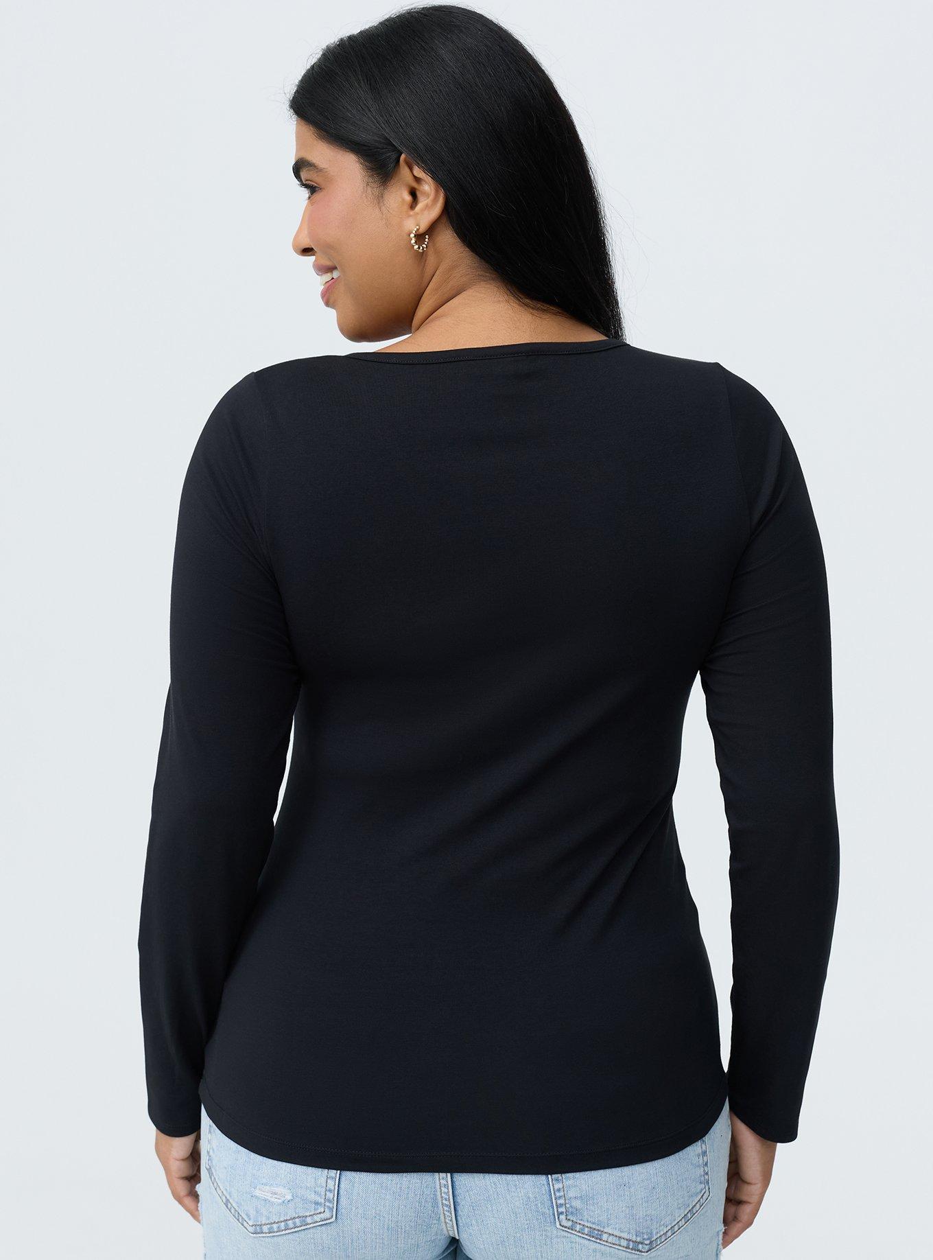 Heart Ring Long Sleeve Top, DEEP BLACK, alternate